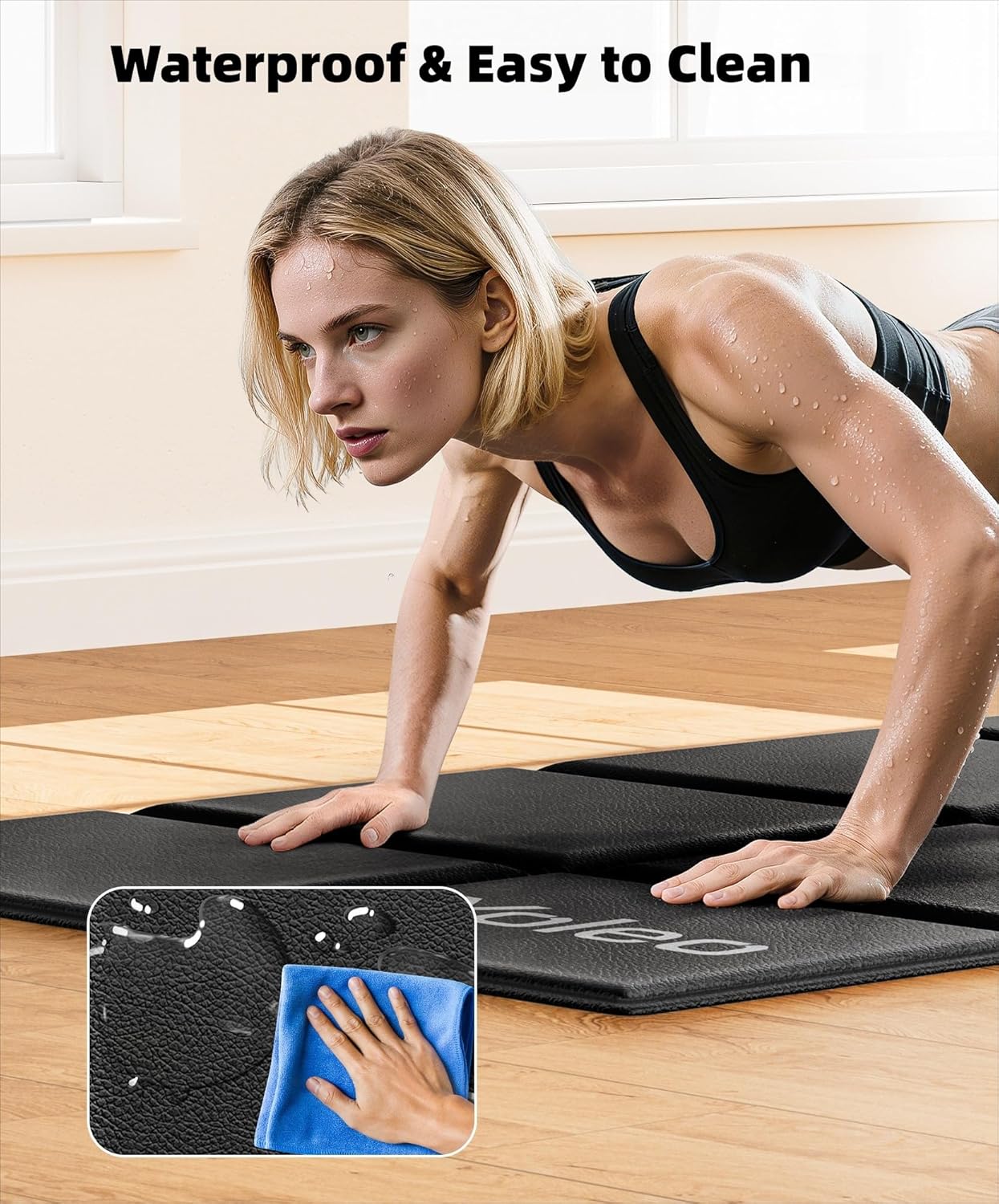 Faltbare Bodenschutzmatte für Fitnessgeräte (2er-Set), Schwarz(2 PCS)