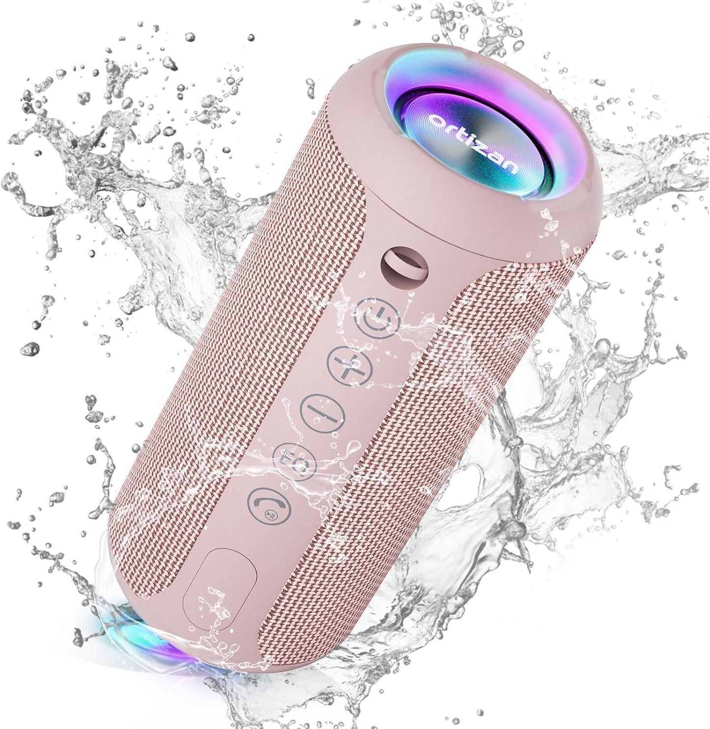 Bluetooth Lautsprecher mit LED-Licht und IPX7 Schutz, ROSA