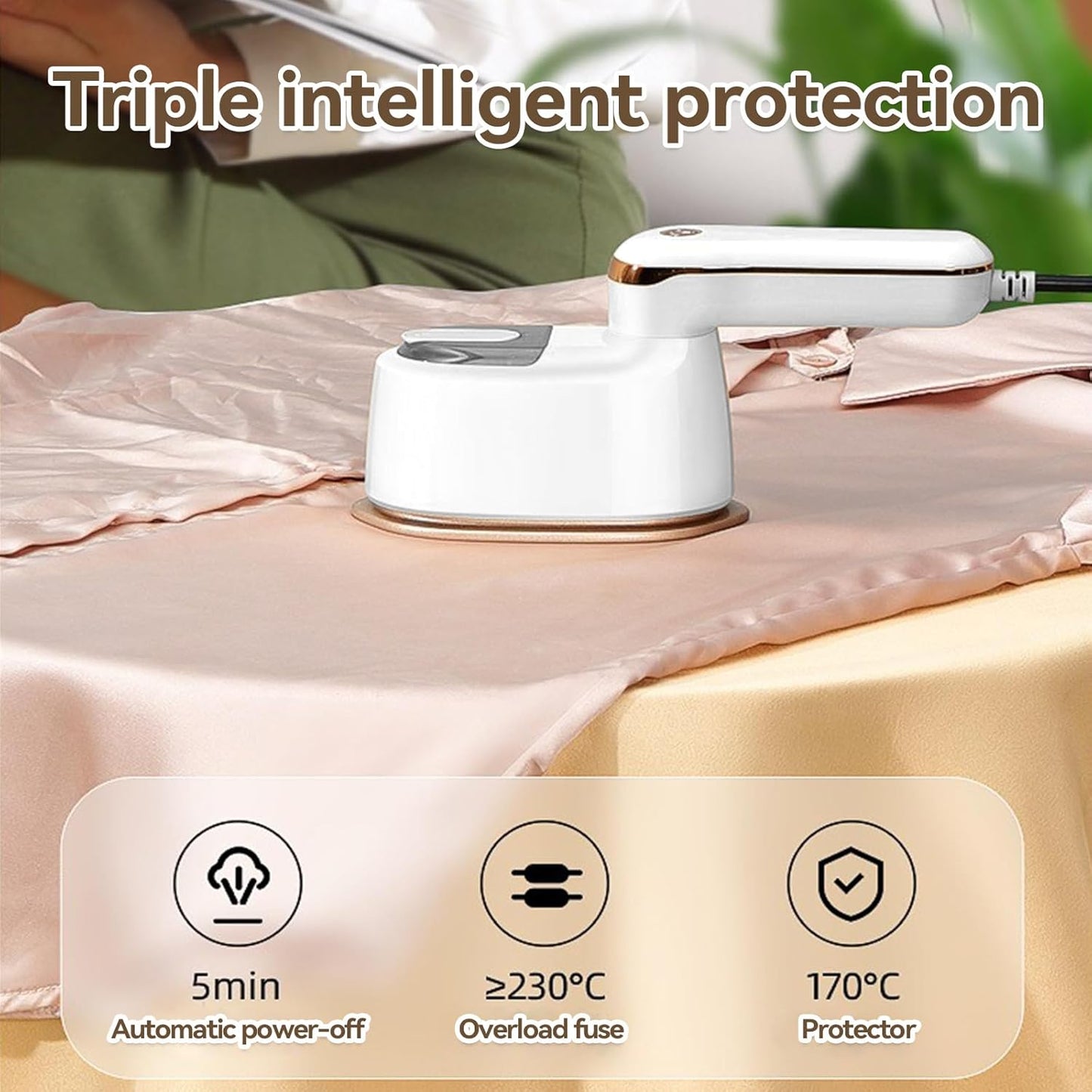 Tragbarer 2-in-1 Dampfglätter, Light White