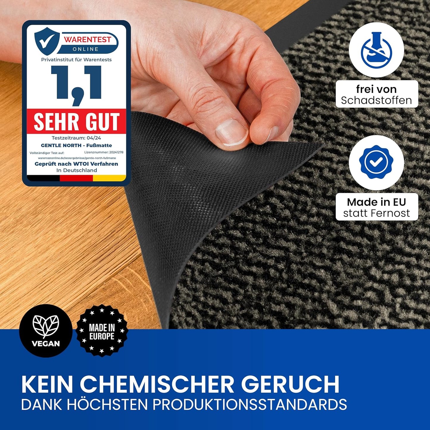Hochwertige rutschfeste Schmutzfangmatte, 90 x 150cm, 90x150 Beige-schwarz