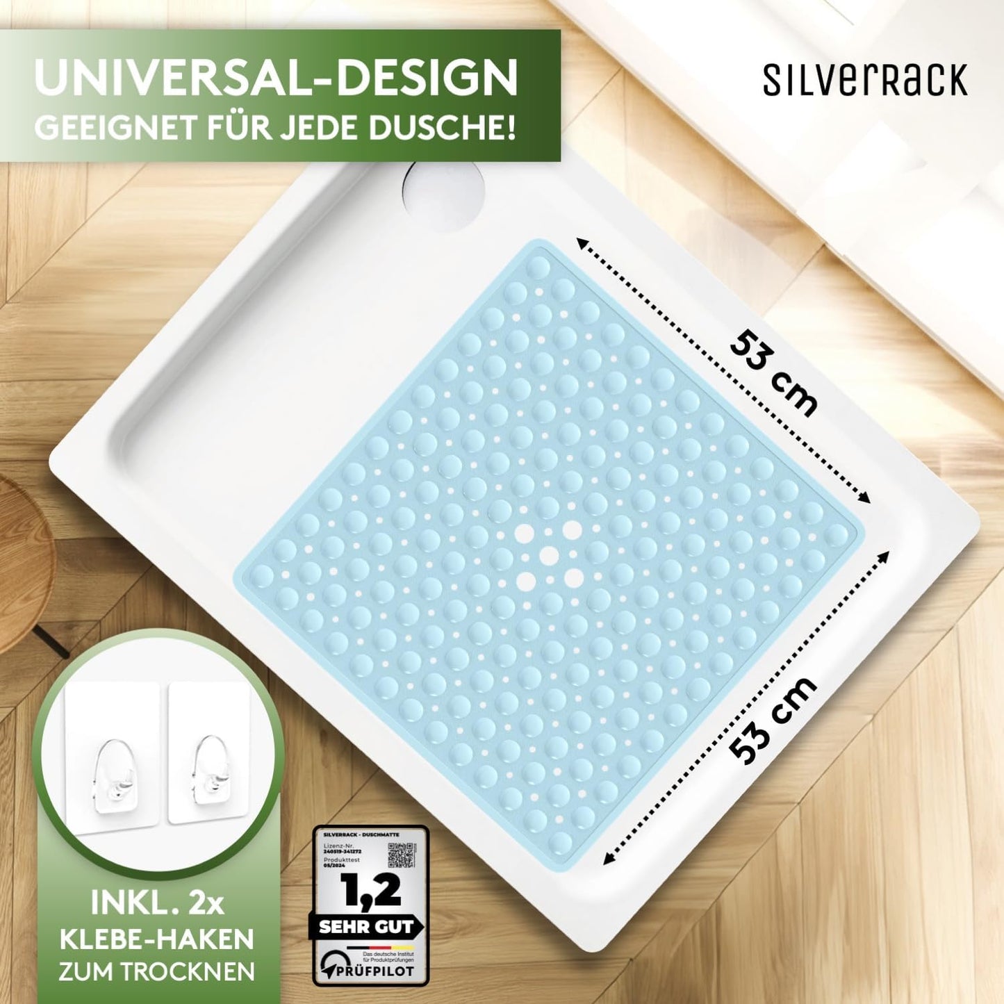 Duschmatte, 53x53 cm, 53 x 53 cm (Quadratisch) Babyblau