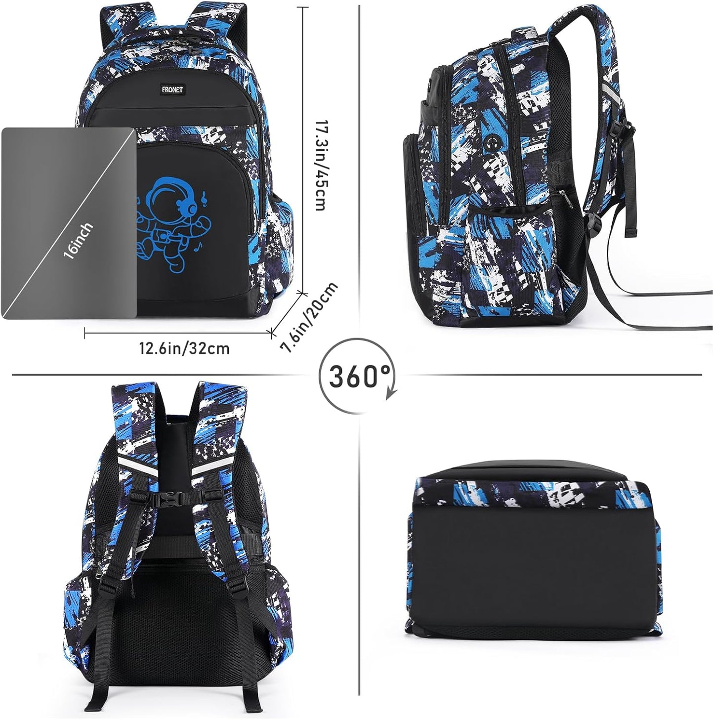 Schulrucksack-Set für Jungen (2-teilig), Jungen Blau