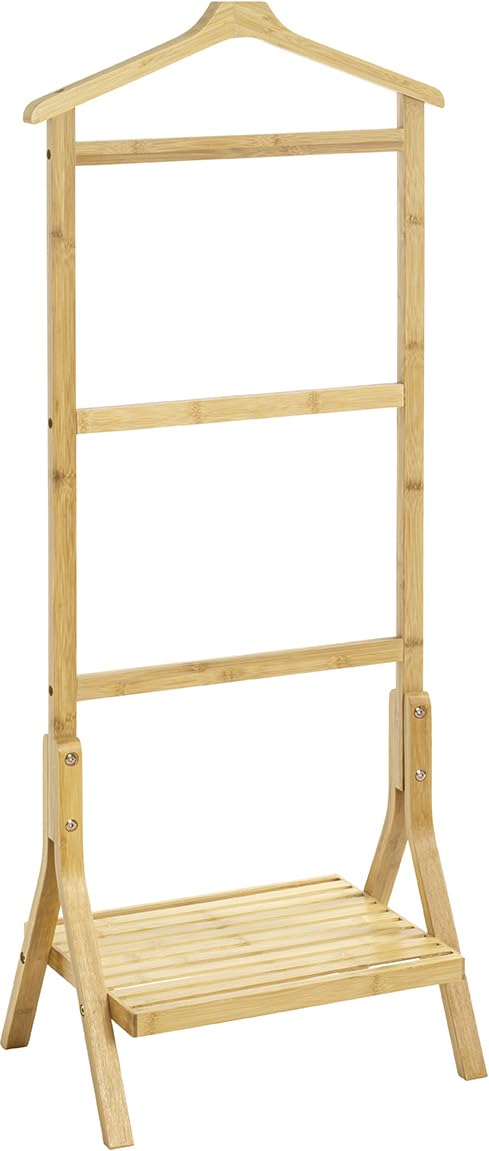 Herrendiener mit Schuhablage aus Bambus, Braun - 24188