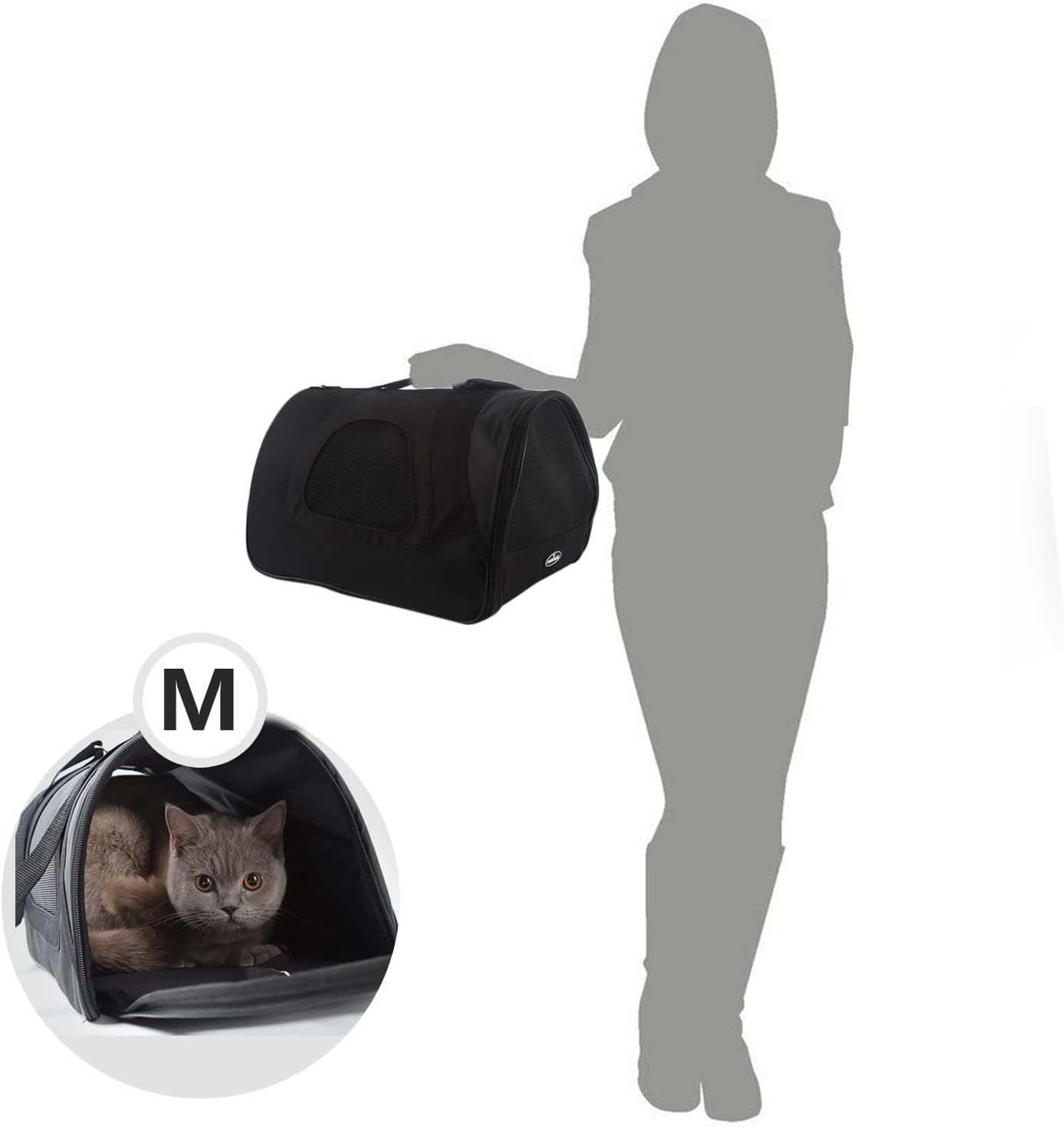 Transporttasche für Haustiere, L40*W23*H24cm|Schwarz