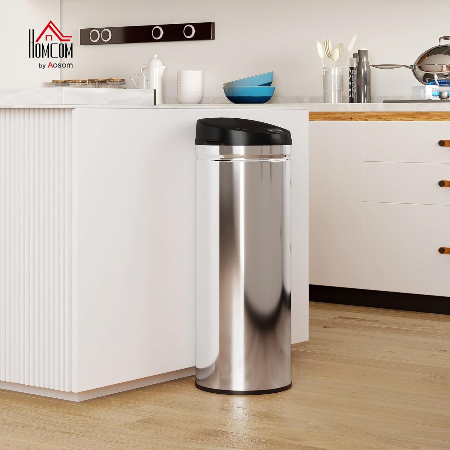 Sensor-Mülleimer, 50 L Silber
