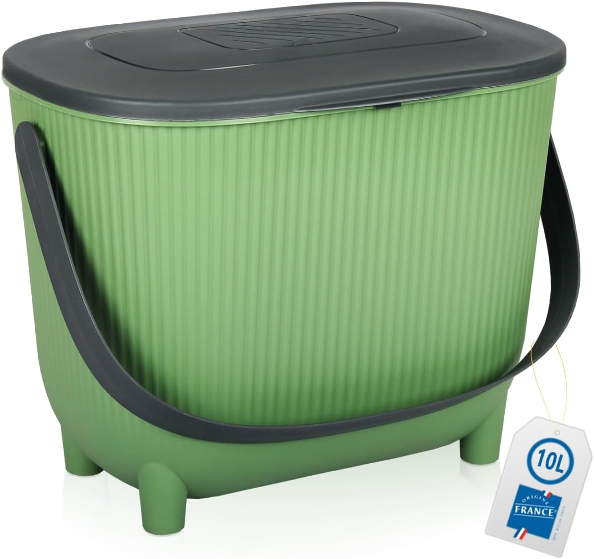 Komposteimer mit Aktivkohlefilter, 10L, Grün/Dunkelgrau