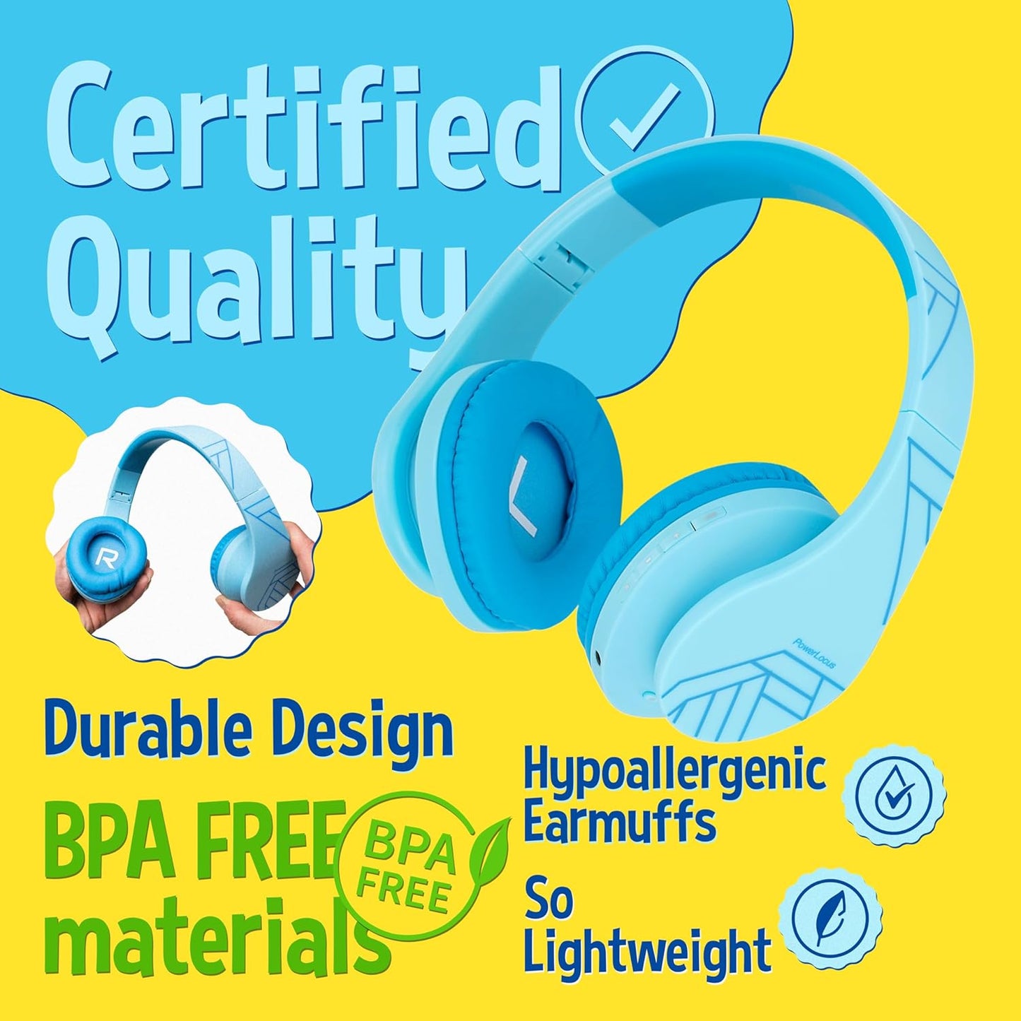 Kinderkopfhörer Bluetooth mit Lautstärkebegrenzung, Blau