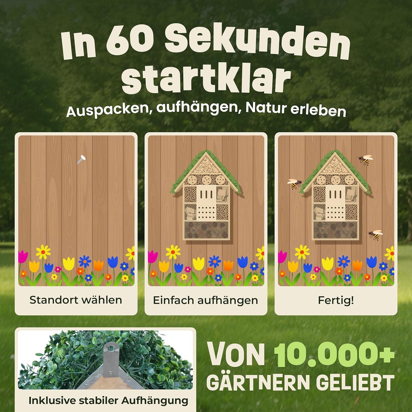 Insektenhotel XXL mit Efeu-Dach (55 cm), XXL Insektenhotel – Efeu Dach Gross (55 cm)