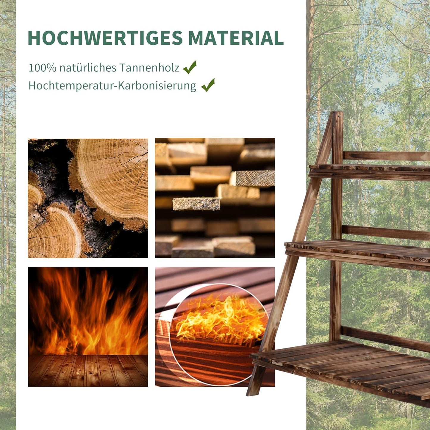 Pflanzentreppe mit 3 Stufen, L100 x B37 x H93 cm
