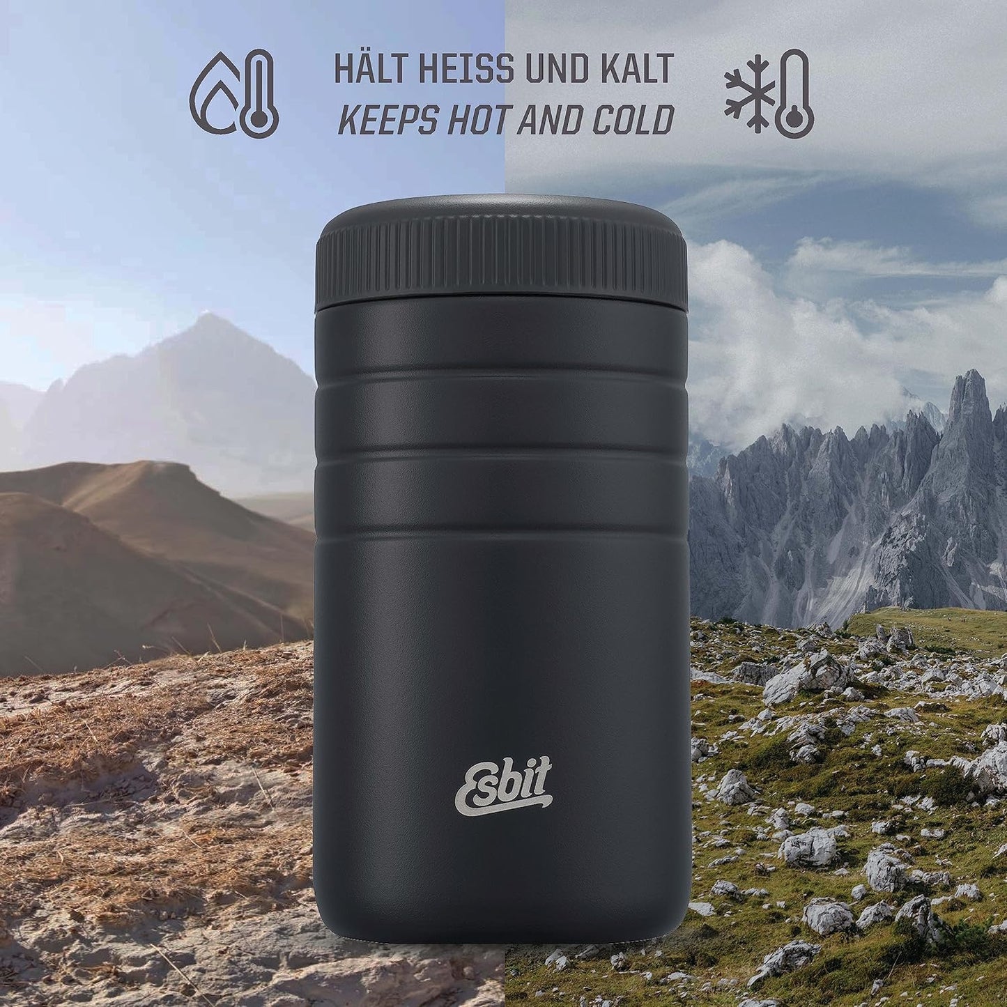 Majoris Edelstahl Thermobehälter, 400 ml Schwarz