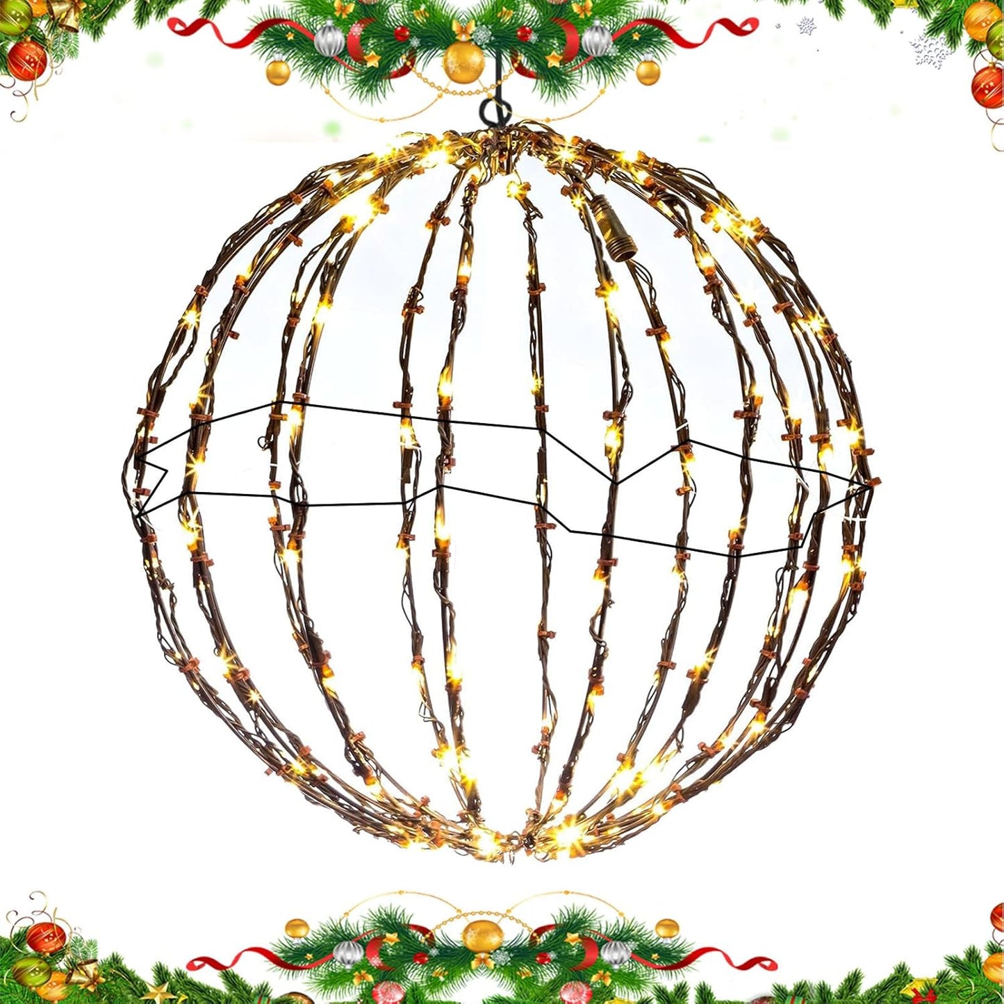 Faltbare Weihnachts-LED-Leuchtkugeln, 50*50 warme Lampe