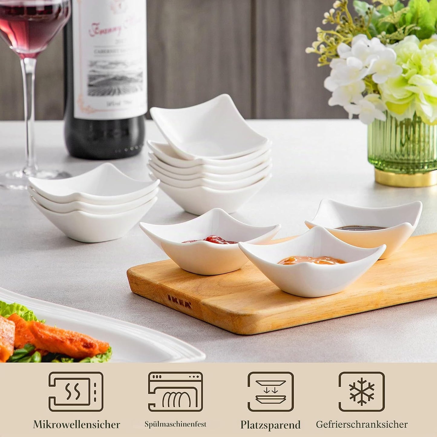 6-teiliges Snack- & Dipschale-Set, 60 ml Weiss/Flyaway Orchidee
