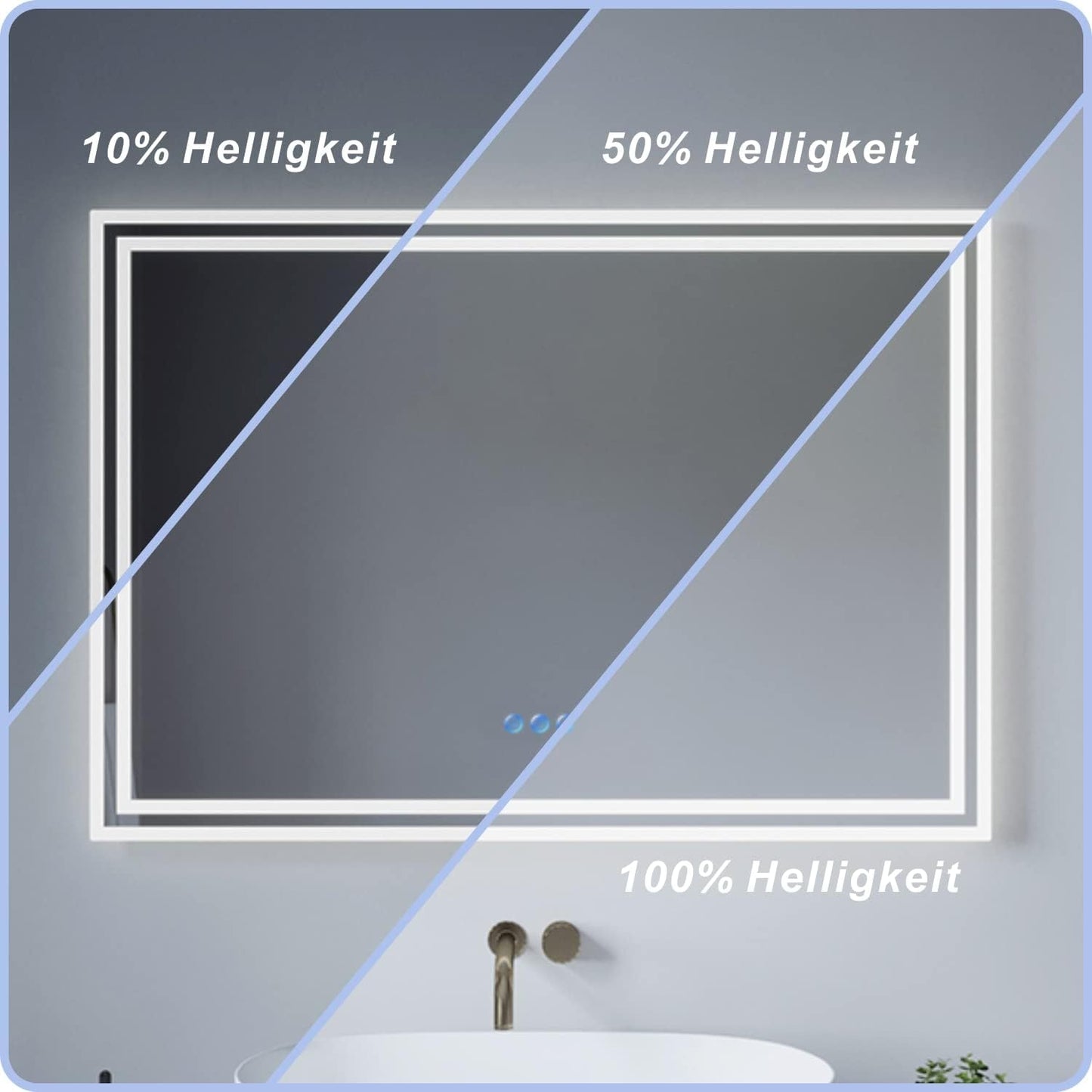 Bourges Badspiegel mit LED-Beleuchtung, 50x70cm Kaltweiß Bourges (Touch, Dimmbar, Heizung)