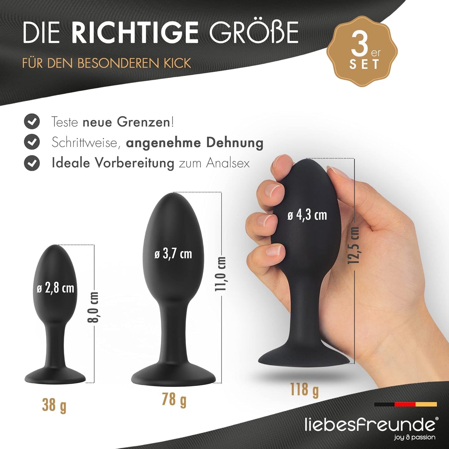 3-teiliges Analplug Set