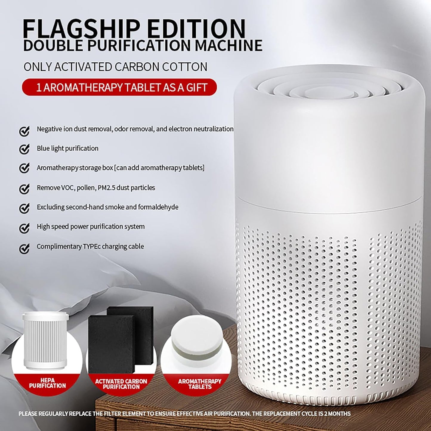 Luftreiniger mit H13 HEPA Filter & Aromatherapie, A
