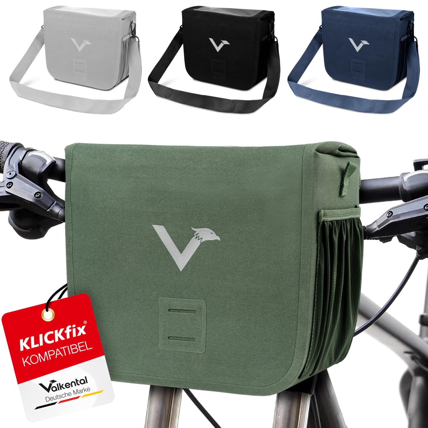 Lenkertasche mit Handyfach, Grün Einzeln