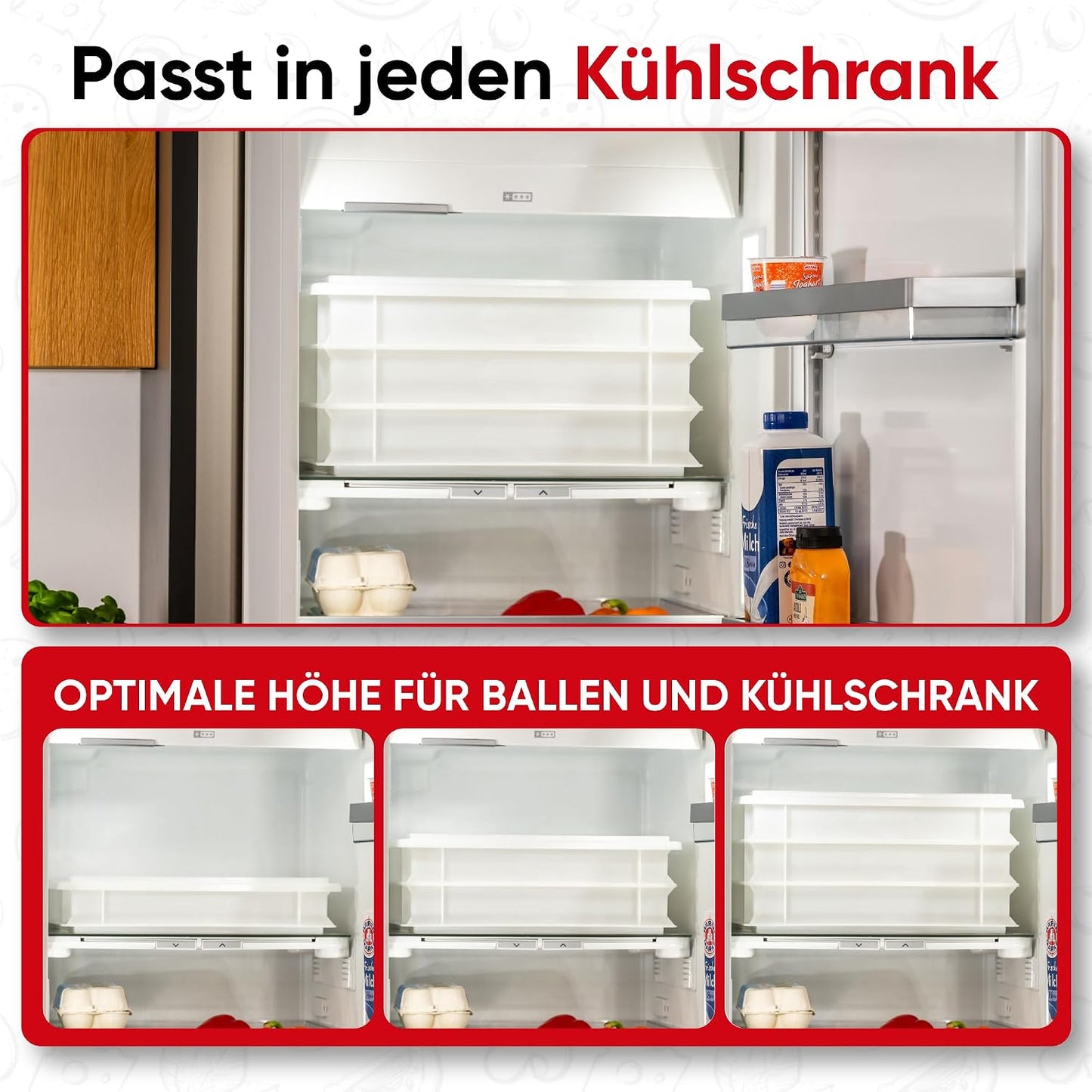 Pizzateigbehälter Gusto für 6 Ballen und Pizzaaufbewahrungsbox Avanti, 1x Gusto (+Deckel) + Avanti
