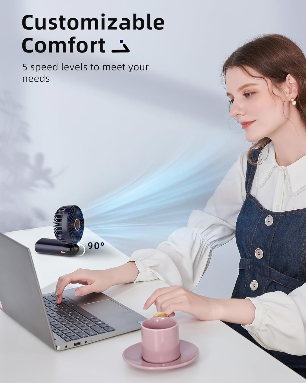 Tragbarer Mini-Handventilator USB, Navy Blau