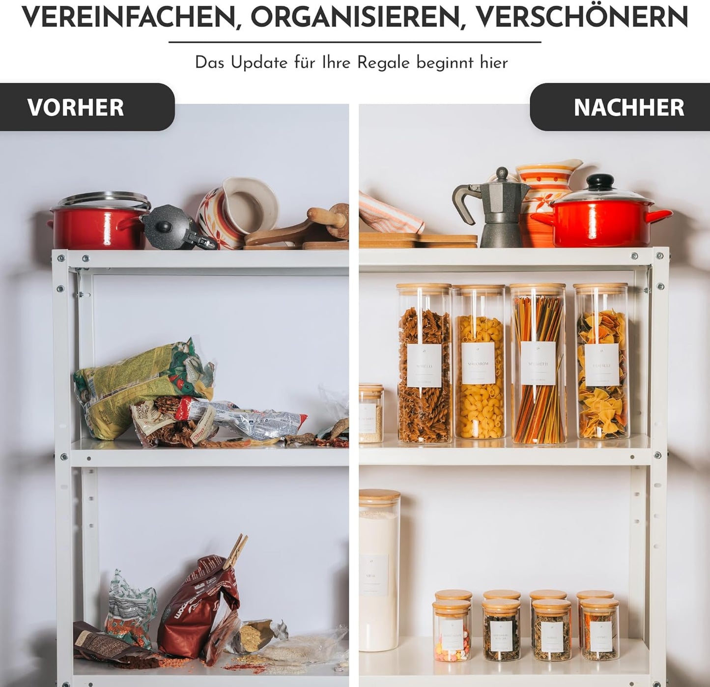 Vorratsgläser-Set mit Bambusdeckel (3x 1700ml), 3er Set - 1700ml
