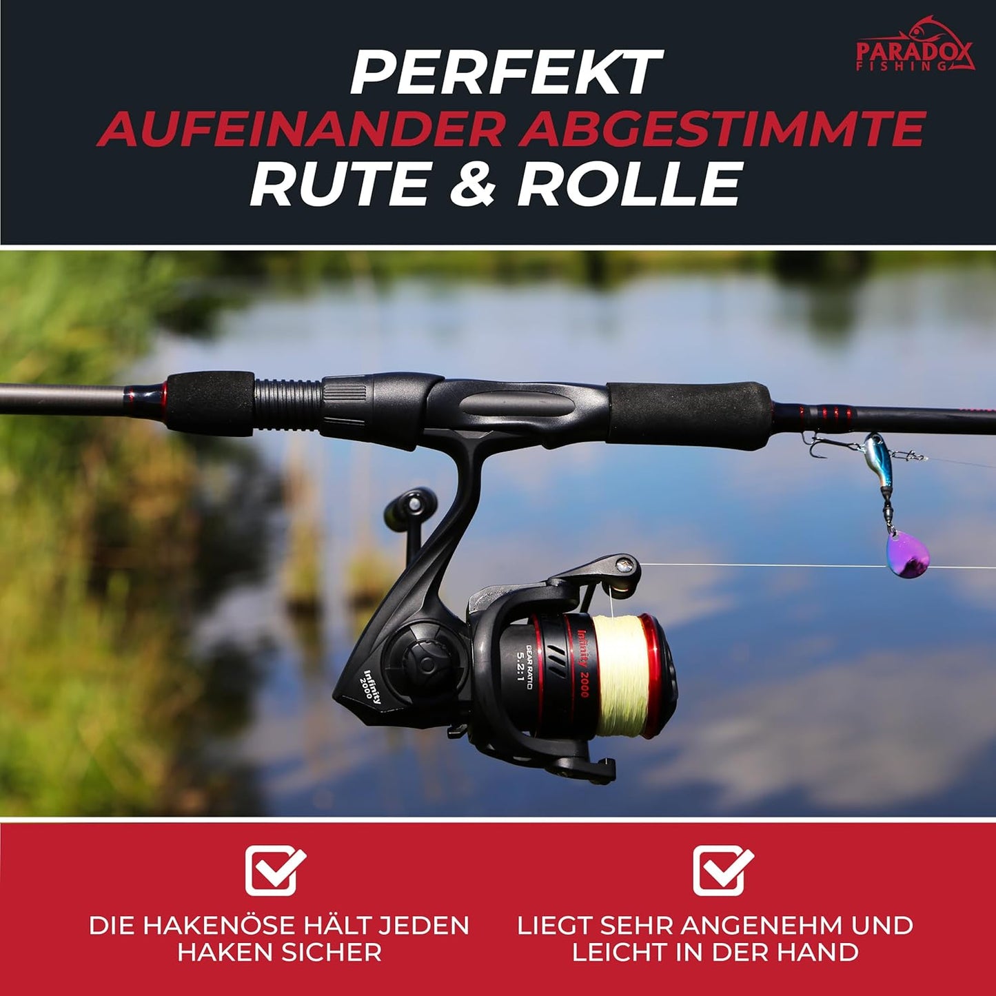 Firetiger Spinnrute, 2,1m 5-20g + 2000 Rolle Rute und Rolle