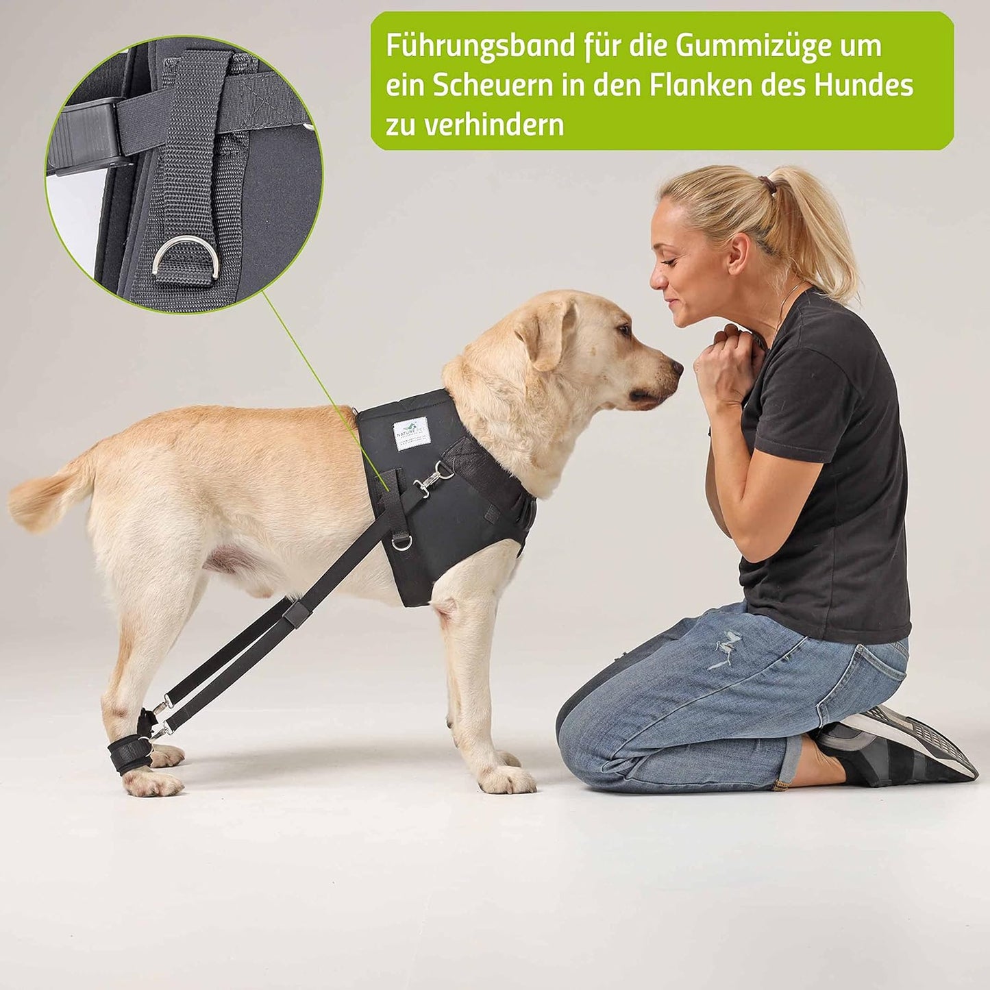Brust-, Reha- & Trainingsgeschirr für Hunde mit Gelenkproblemen, XS, Schwarz