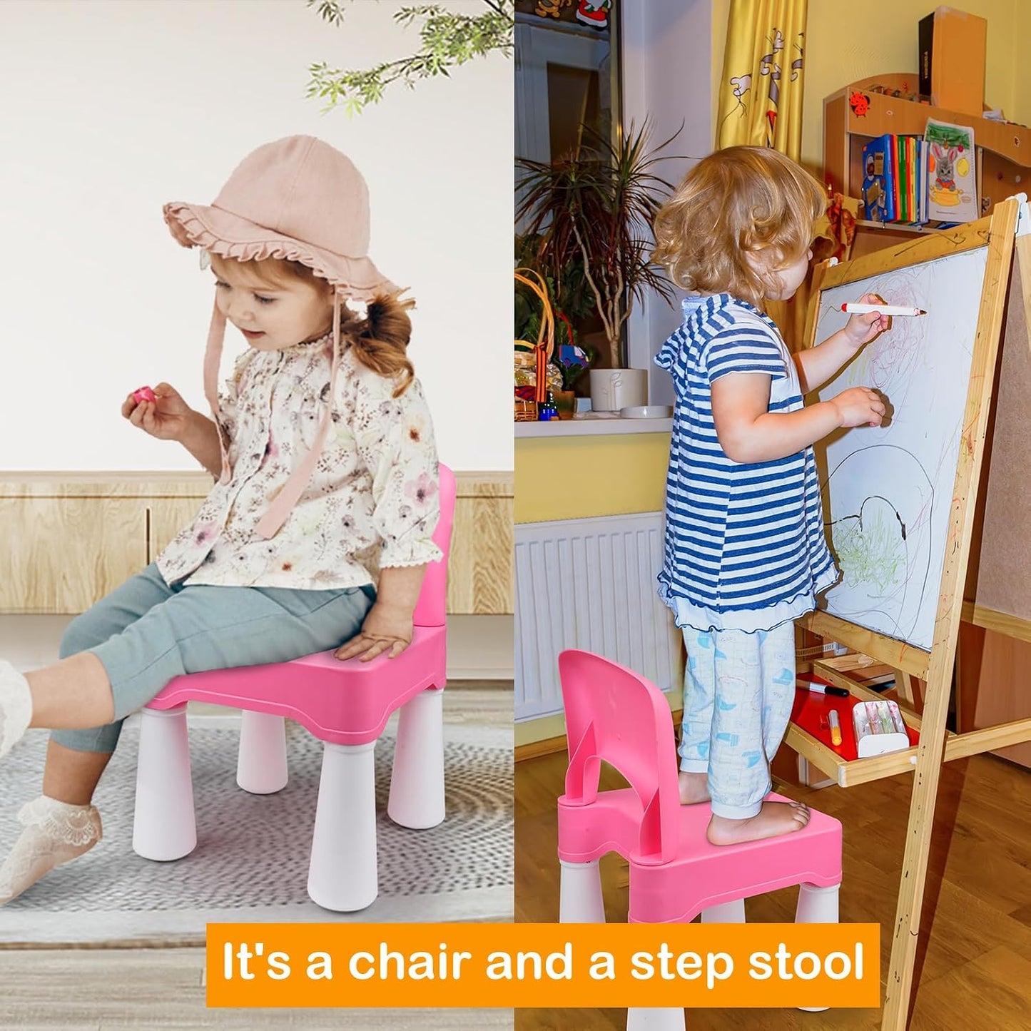 Kinderstuhl mit ergonomischer Rückenlehne, Rosa