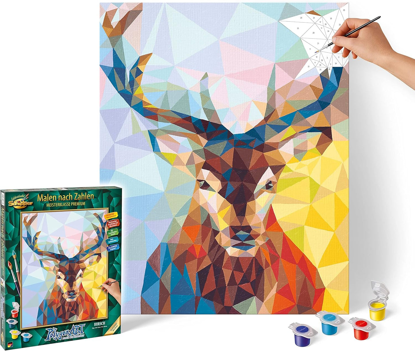 Malen nach Zahlen - Polygon Art Hirsch