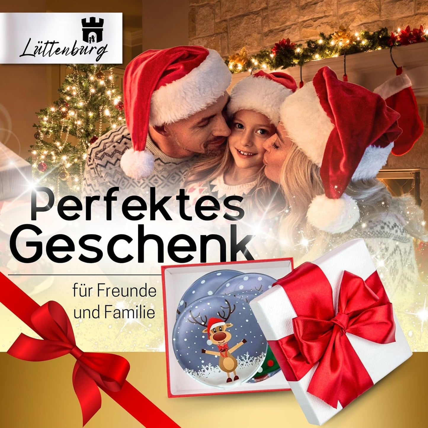 12er-Taschenwärmerset für Kinder Rentier Rudolph, 12er Set rund