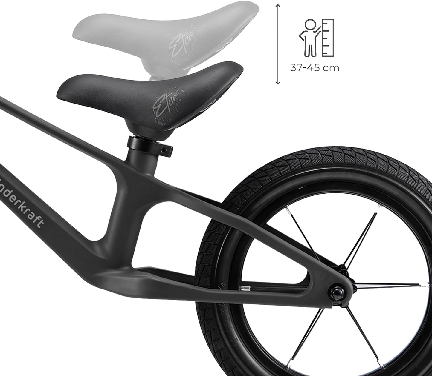 Laufrad Eter bis 35 kg, 12 Zoll, höhenverstellbar, Schwarz