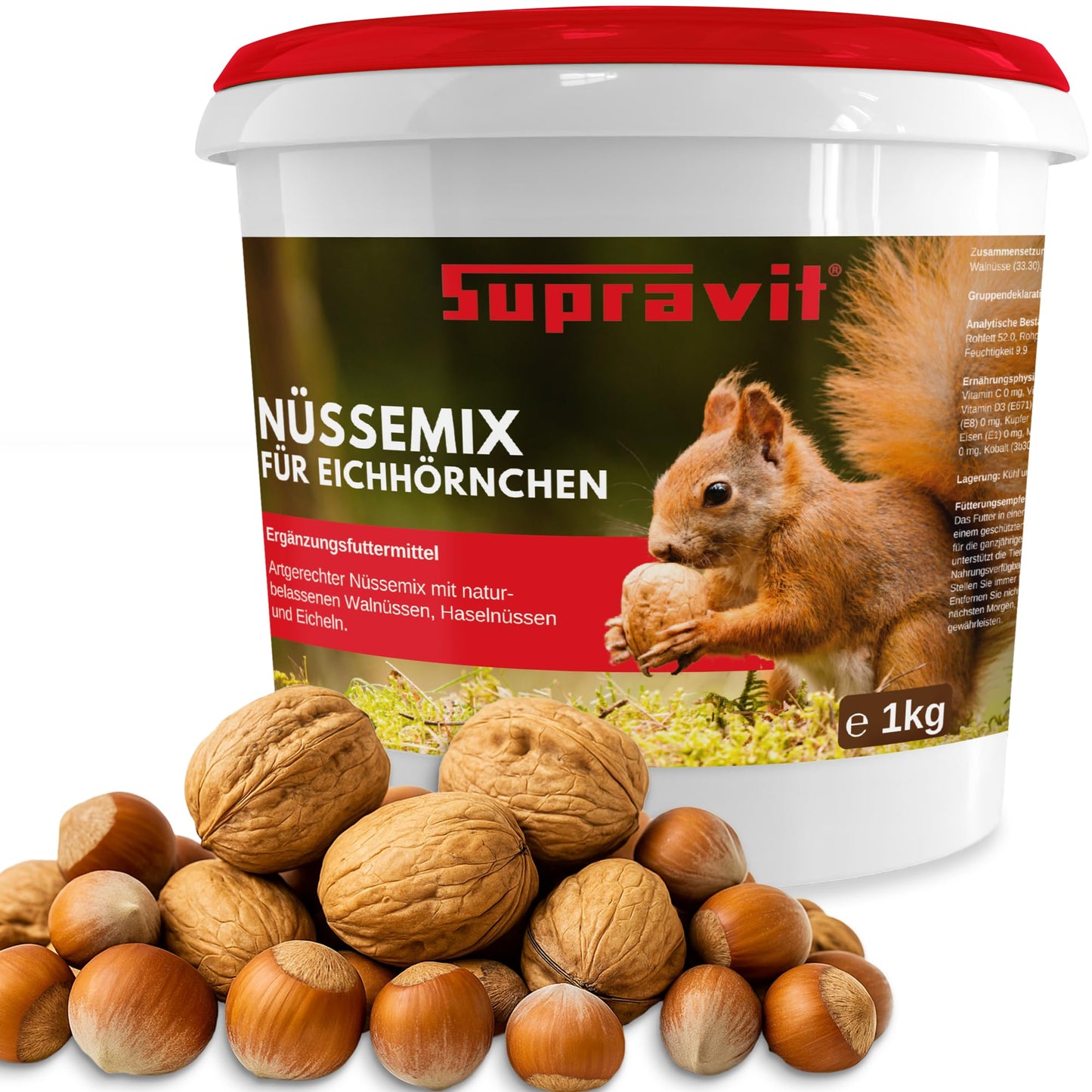 Nüsse-Mix für Eichhörnchenfutter mit Haselnüssen und Walnüssen mit Schale