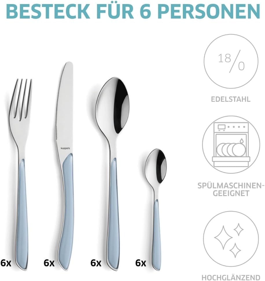 24-teiliges Prisma Besteckset für 6 Personen, 24-teilig Himmelblau | 24-teilig