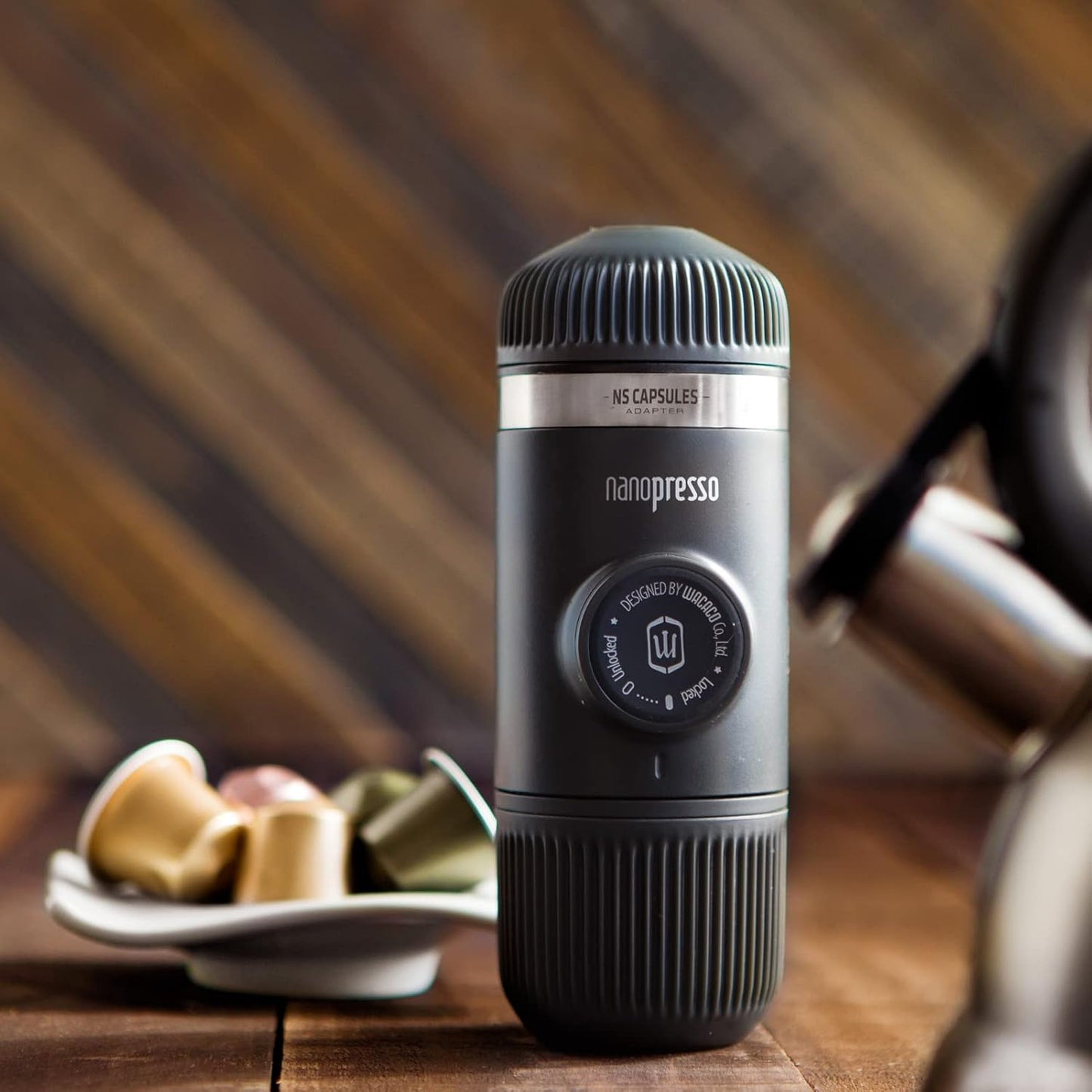 Nanopresso Tragbare Espressomaschine mit NS-Adapter, Dunkelgrau-manuell
