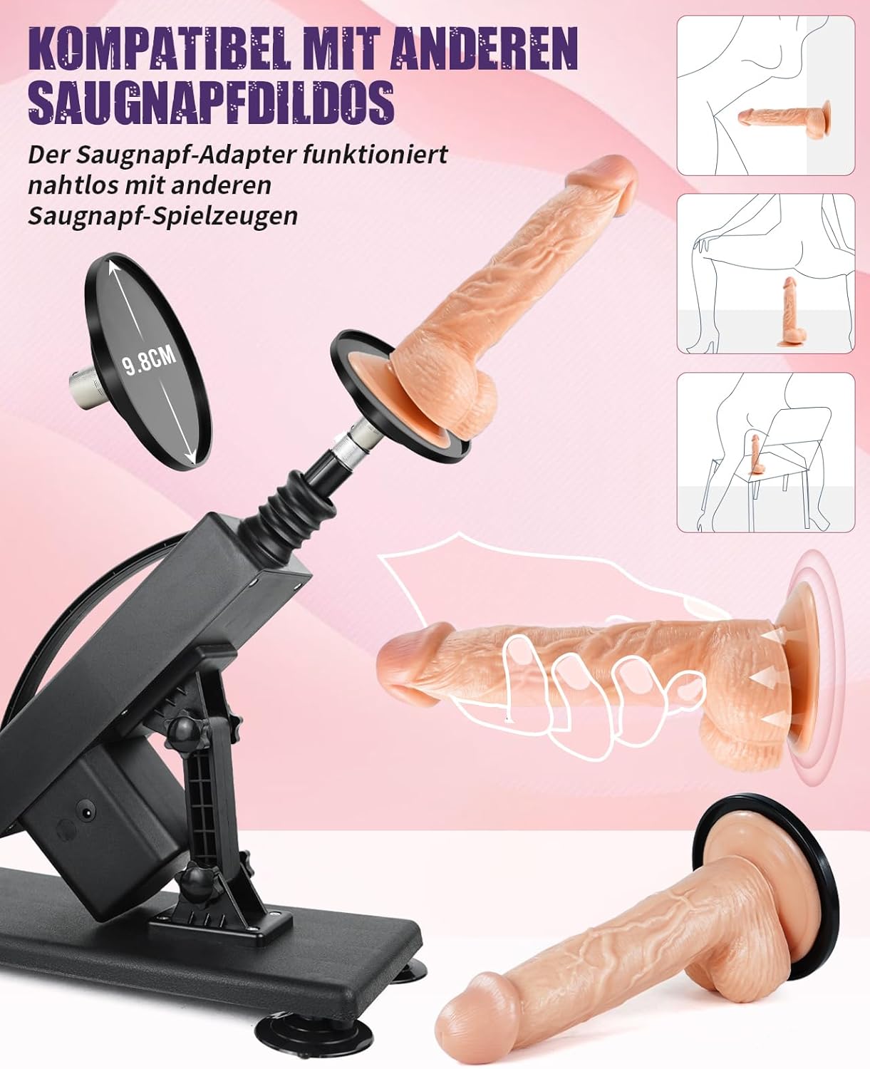 Sexmaschine mit Dildo-Set, Dunkelgrau