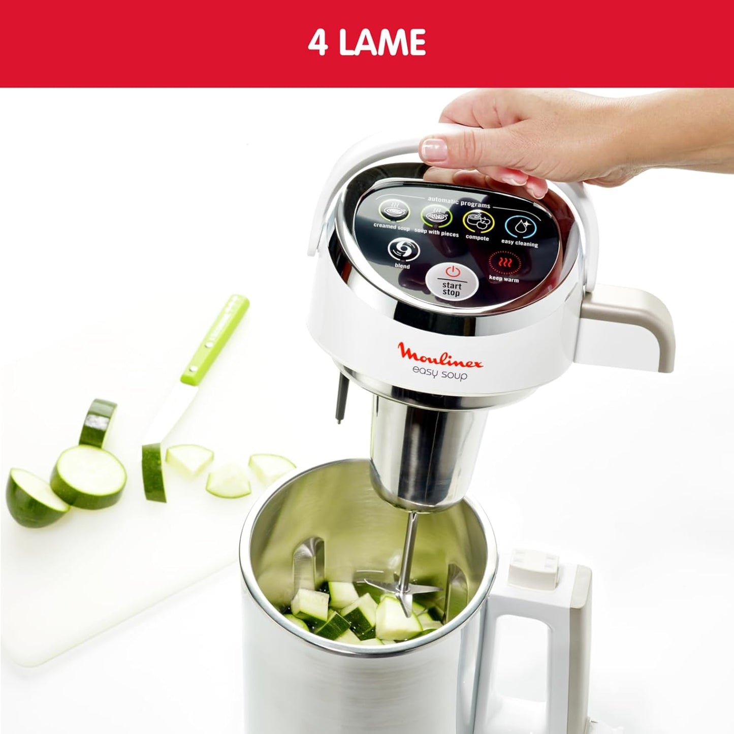 Easy Soup Mixer mit Heizfunktion, Silber, Einzigartig