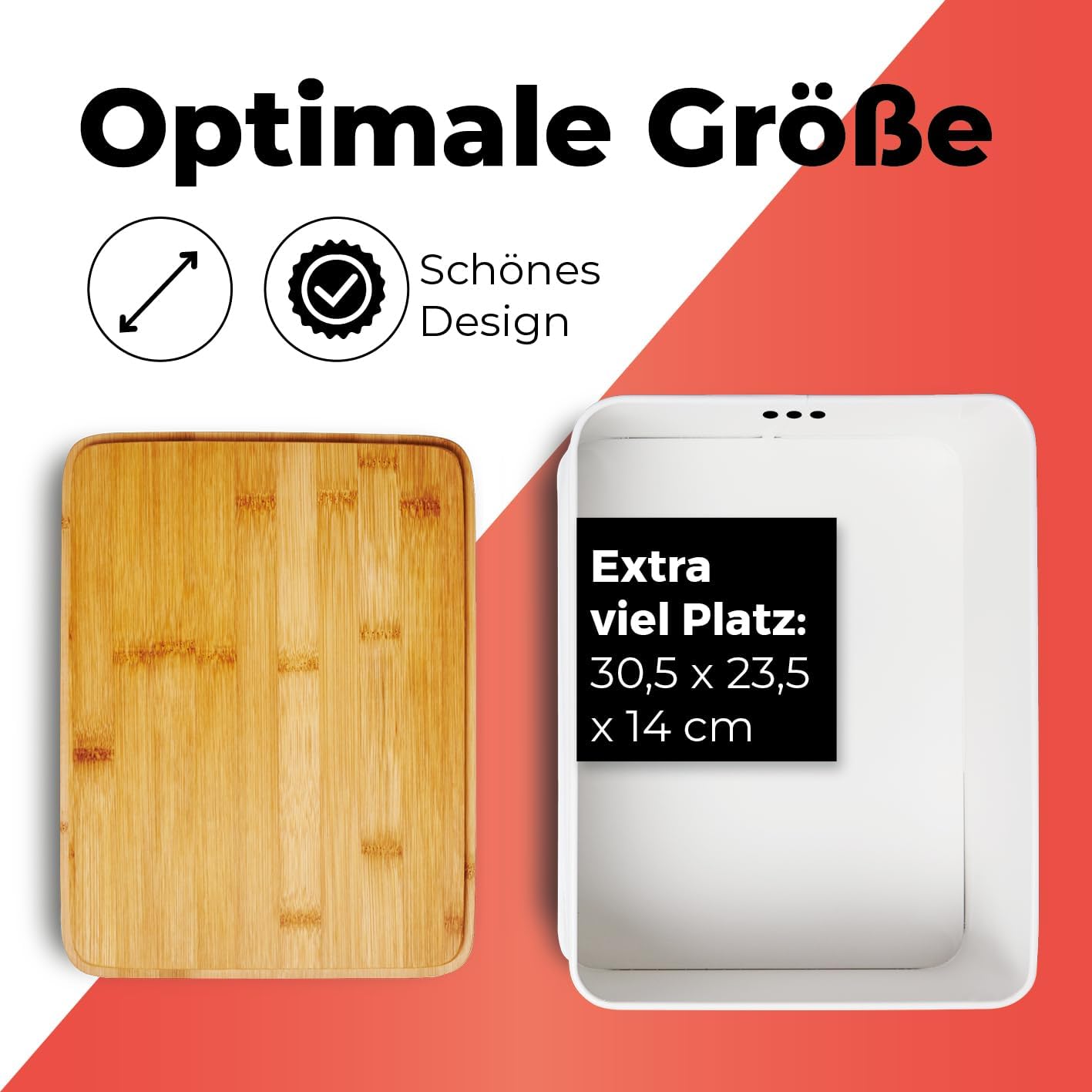 Cuisine Brotkasten mit Schneidebrett, Weiss