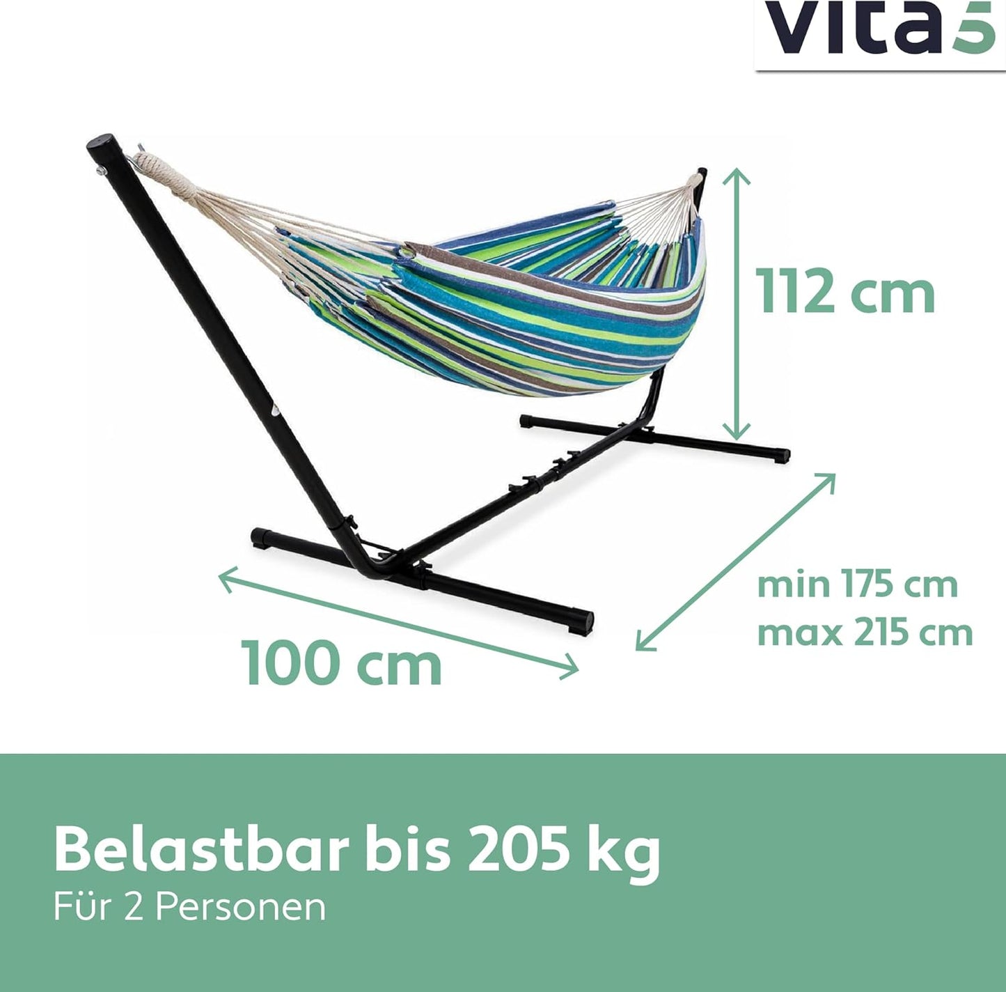 Hängematte mit Gestell für 2 Personen, Grün