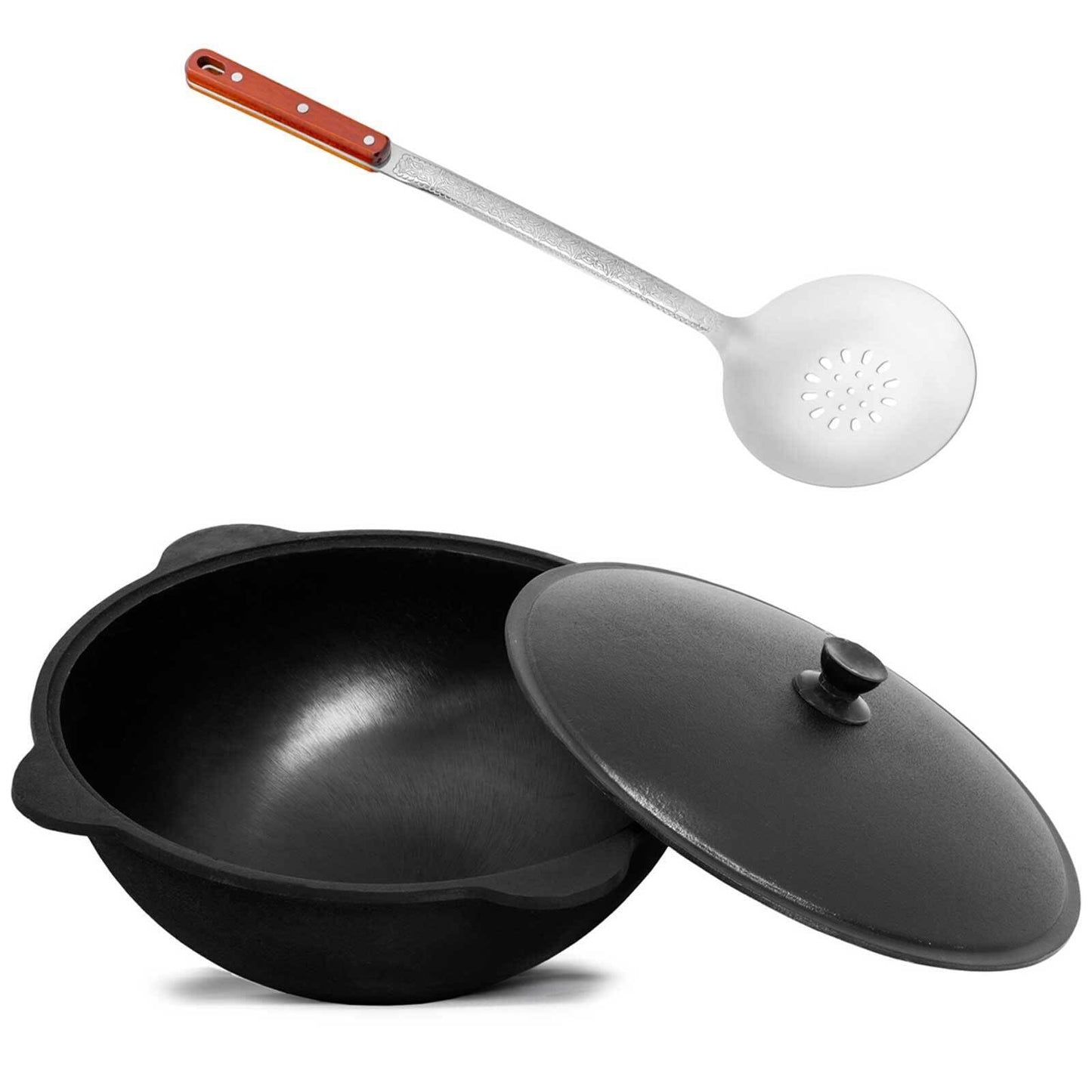 Wok mit Schaumkelle und Deckel, 16 L Mit Schaumkelle