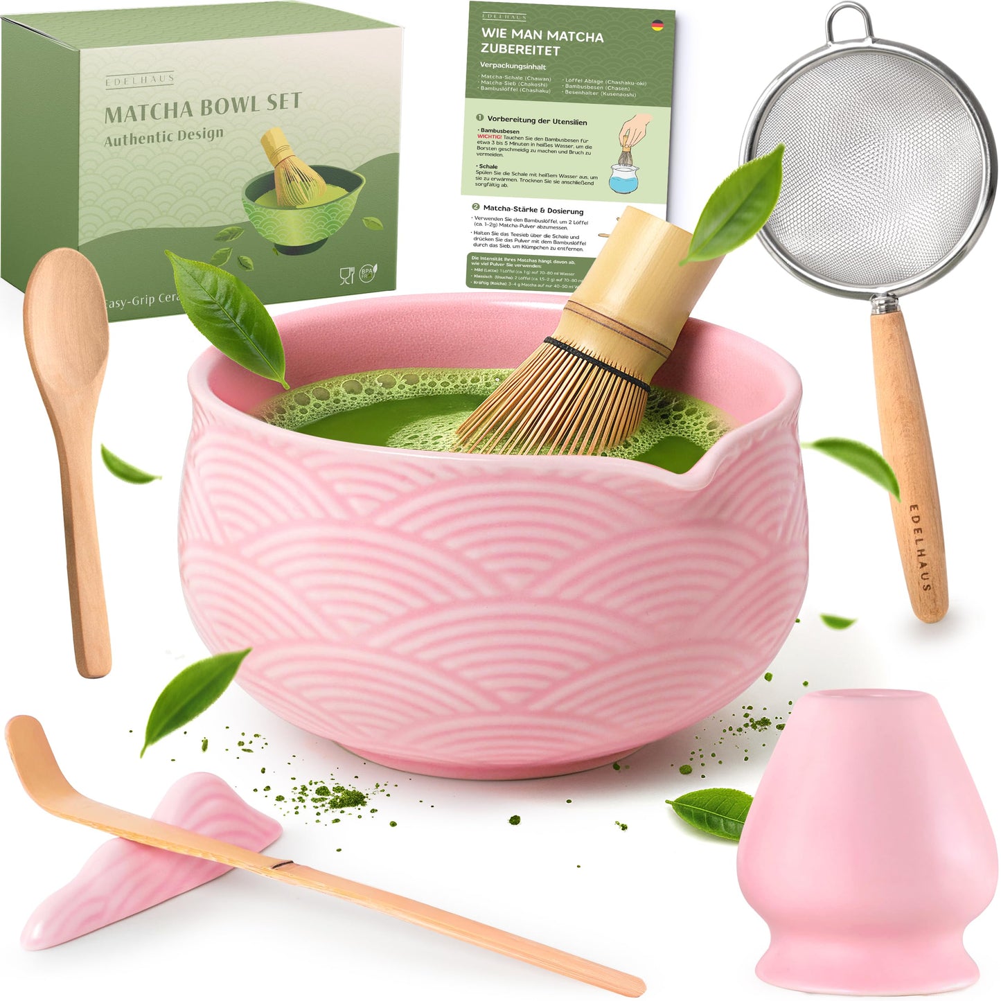 7-teiliges Matcha-Teeset, Pink