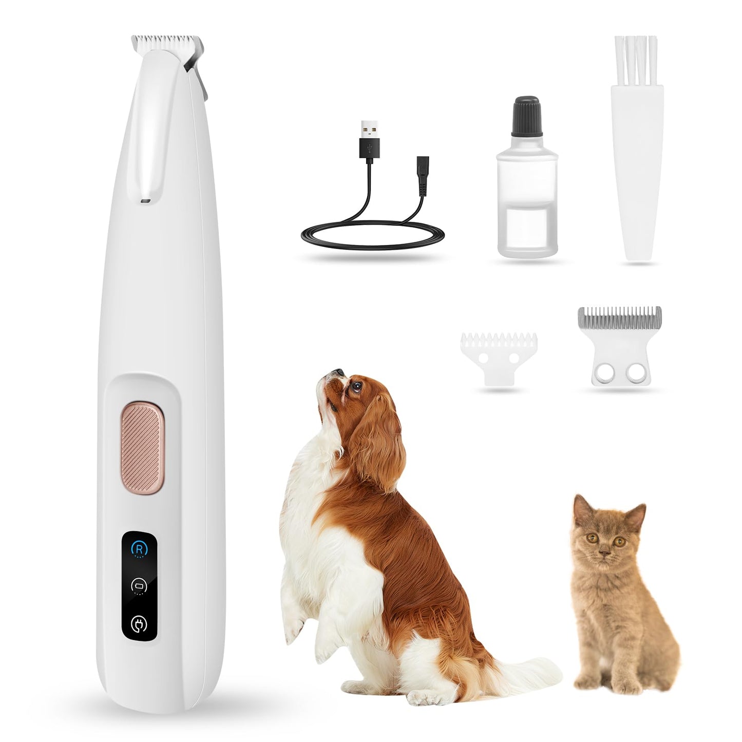 PawTrim Pro Pfotentrimmer superleise und wiederaufladbar, Weiss