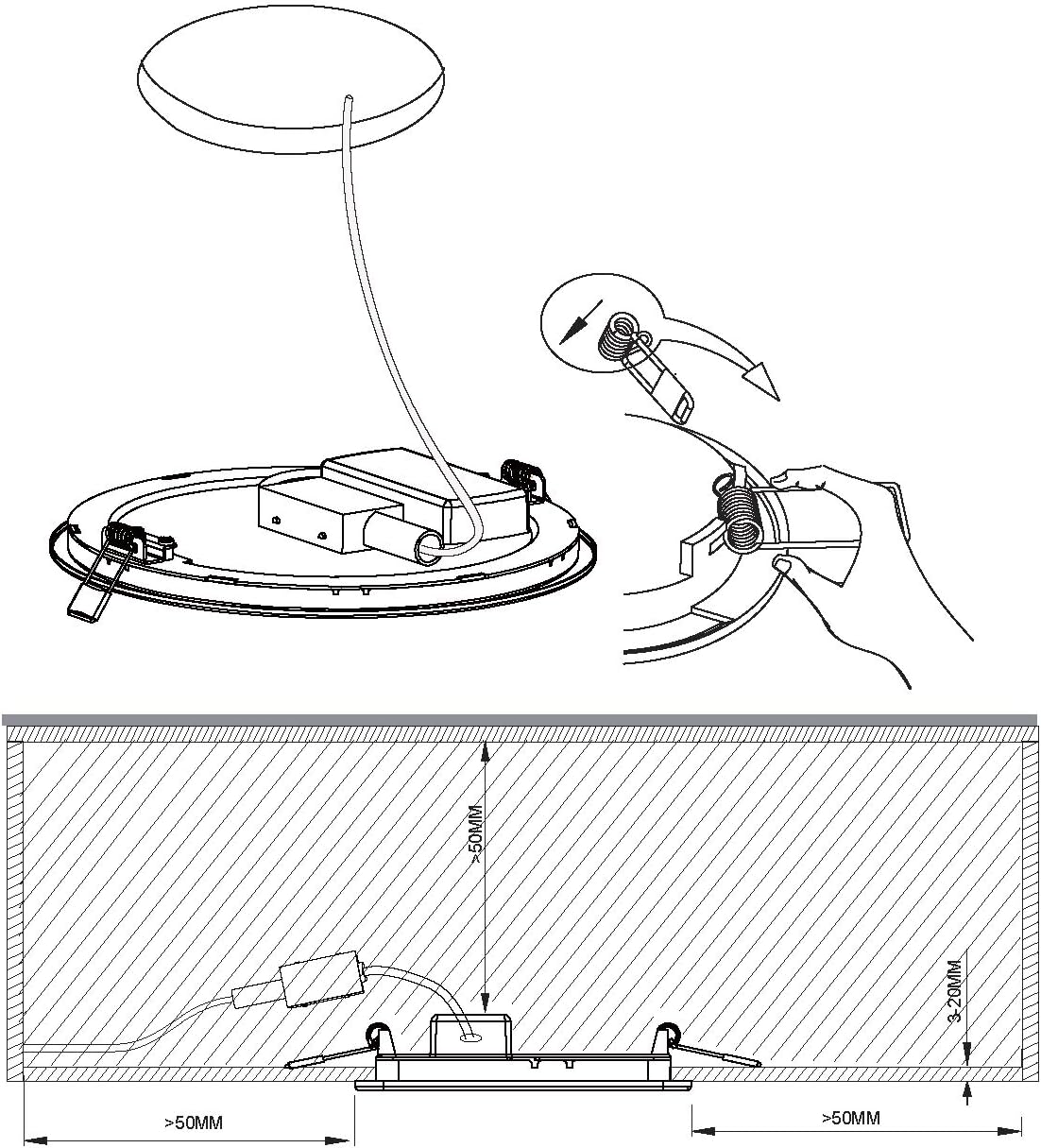 Fueva 5 - LED-Einbaustrahler, Warmweiss Ø 16,6 cm Dimmbar