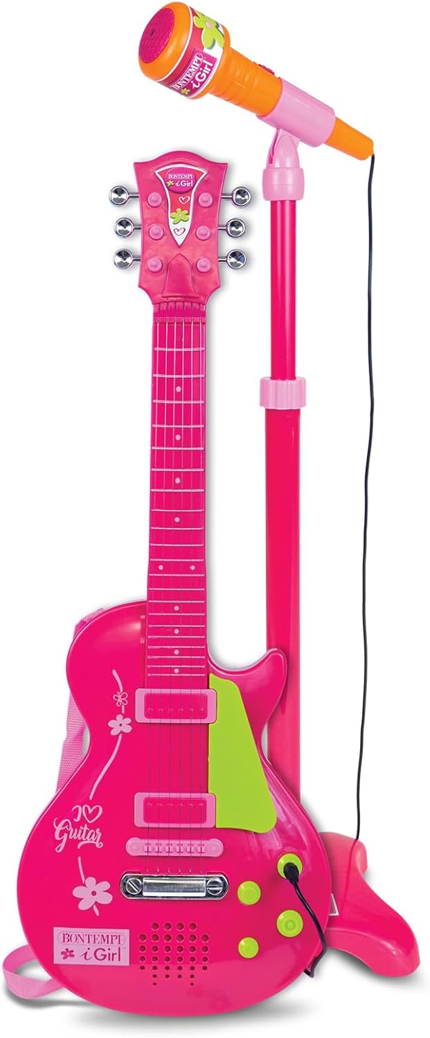 E-Gitarre mit Mikrofon Pink
