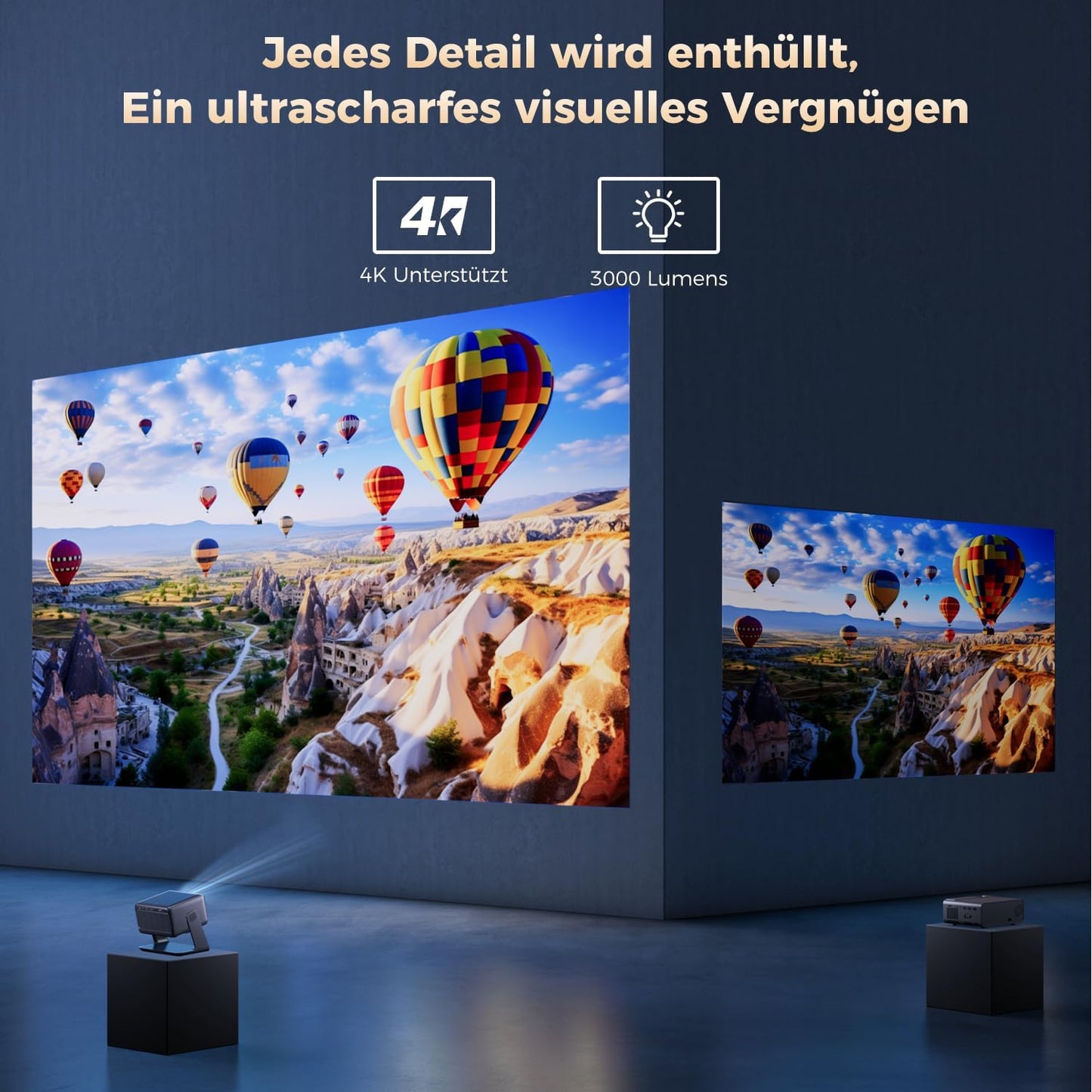 Beamer 30000 Lumen mit WiFi/Bluetooth, 1080P