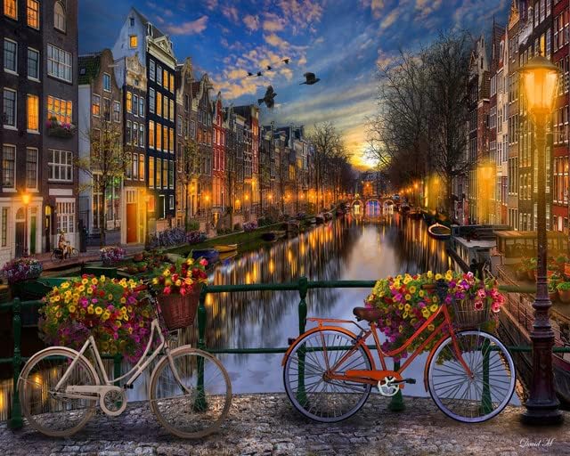 Malen nach Zahlen Set - Kanal Amsterdam, Kanal Amsterdam 40x50cm Mit Rahmen (bereits gespannt)