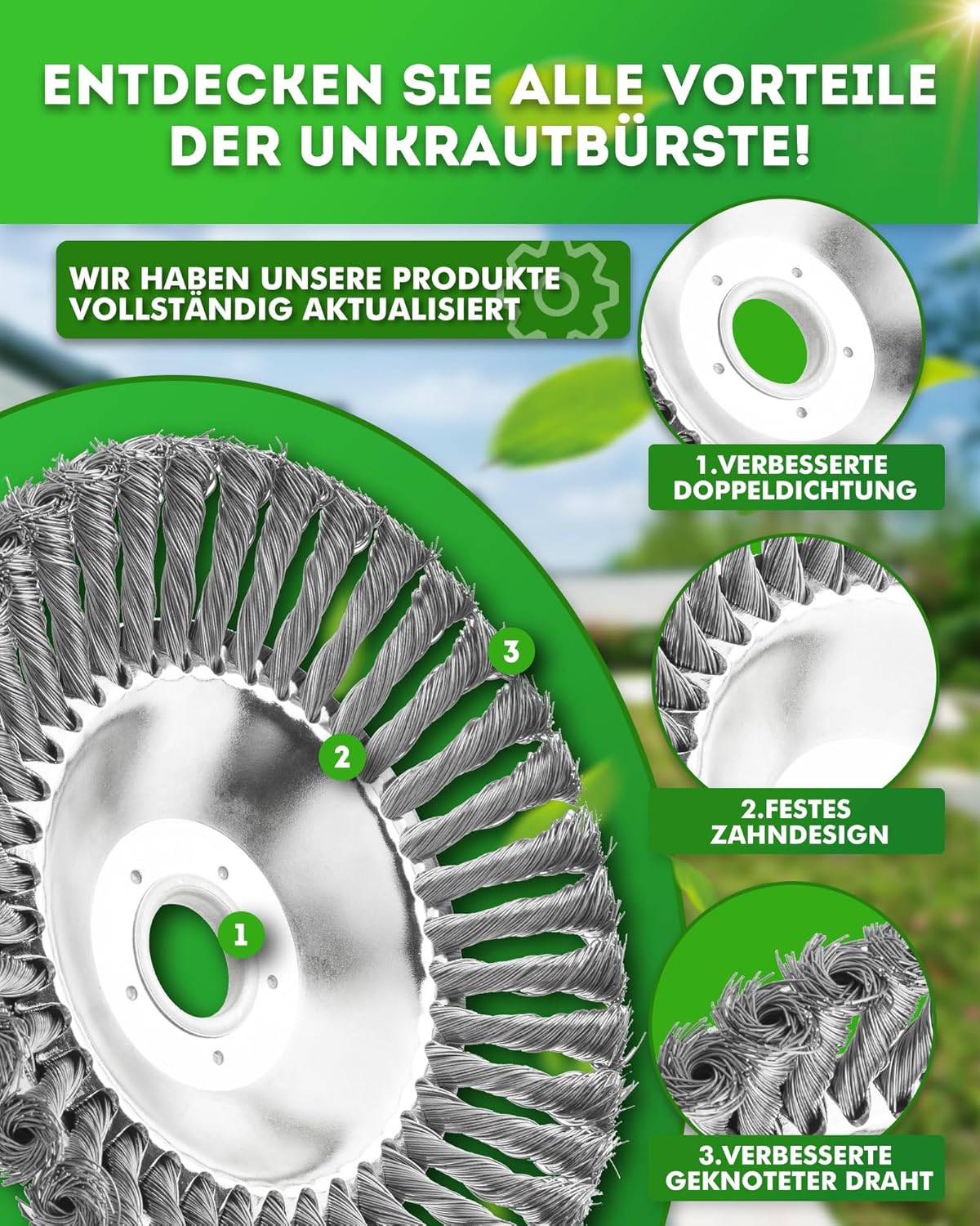 Unkrautbürste für Motorsense, 38 Stränge 2 Stück