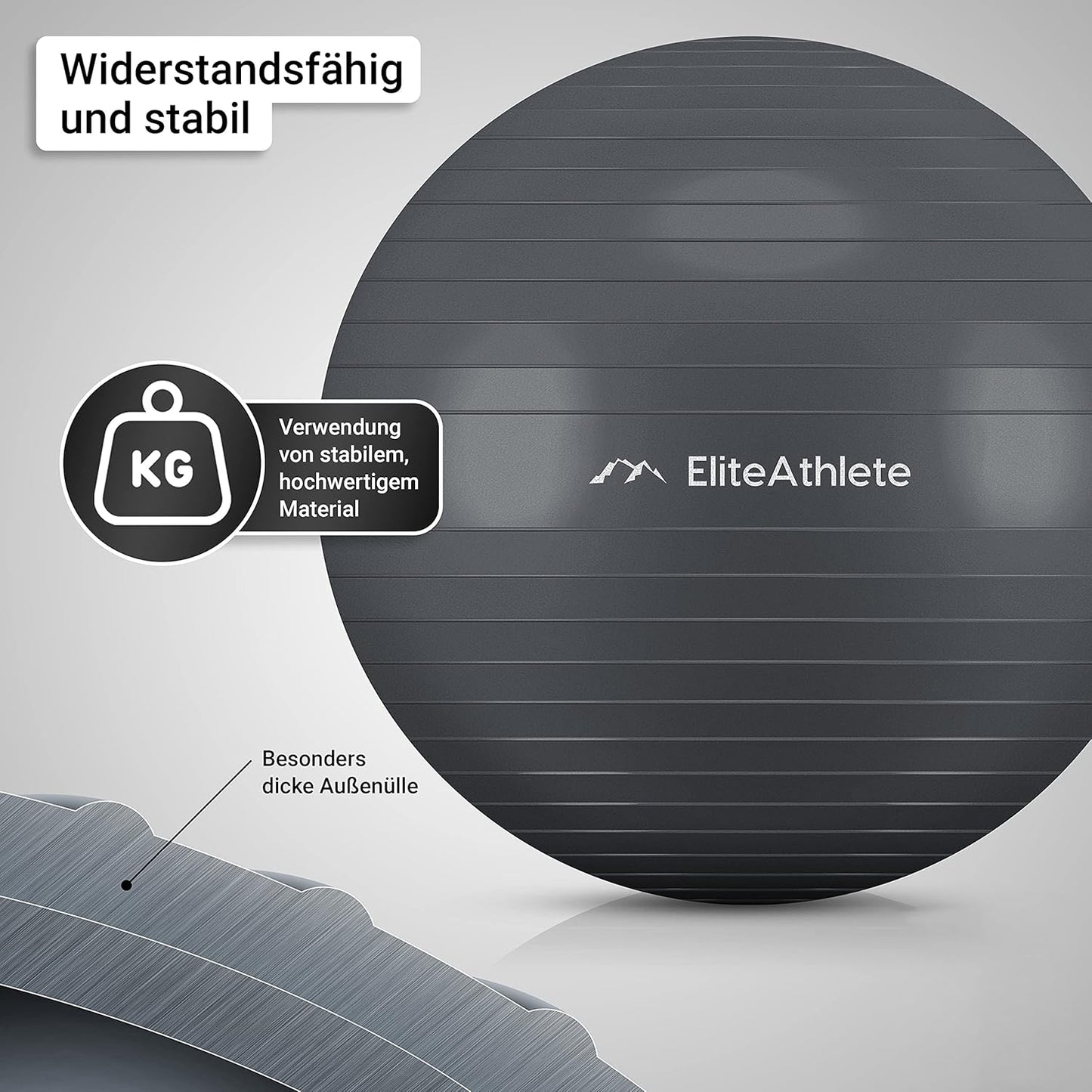 Ergonomischer Gymnastikball für Fitness und Schwangerschaft, Ultimate Grey 65cm