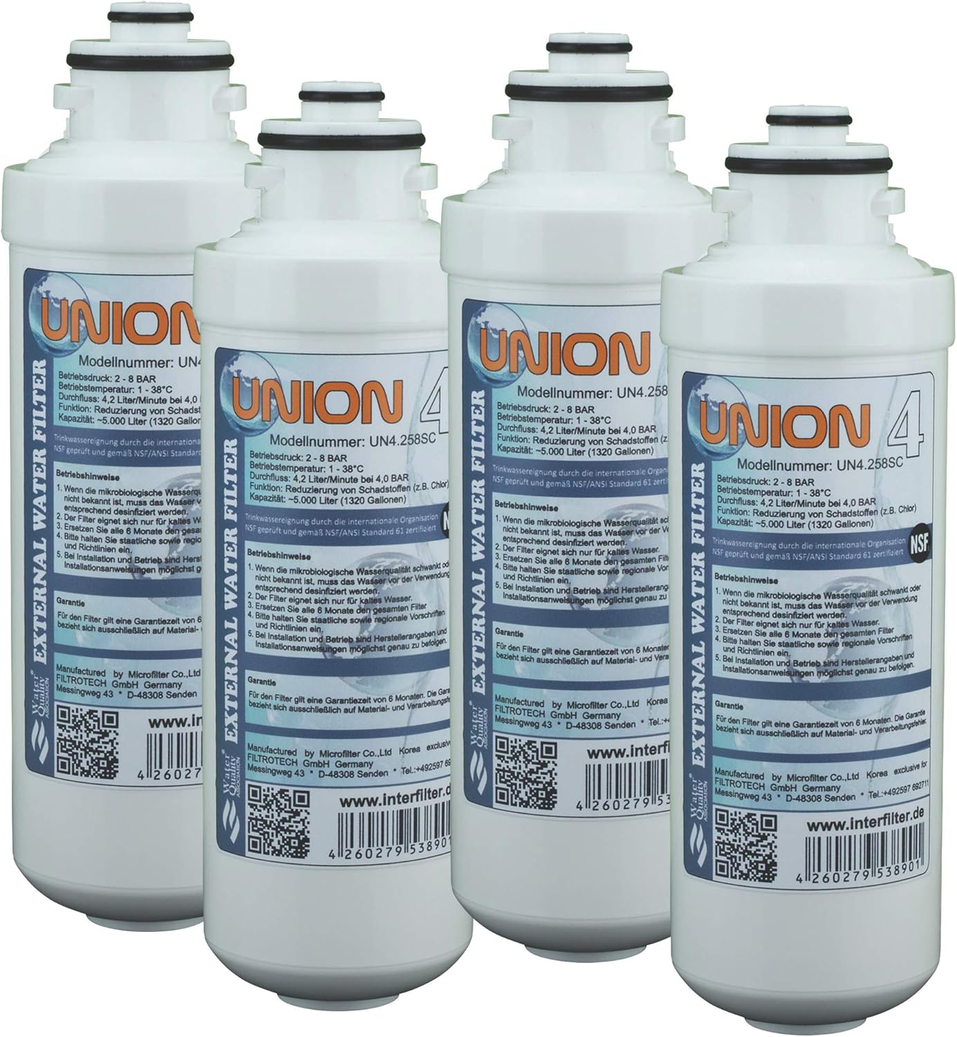 Union 4 Ersatzkartuschen (4er-Pack), 4-er Pack