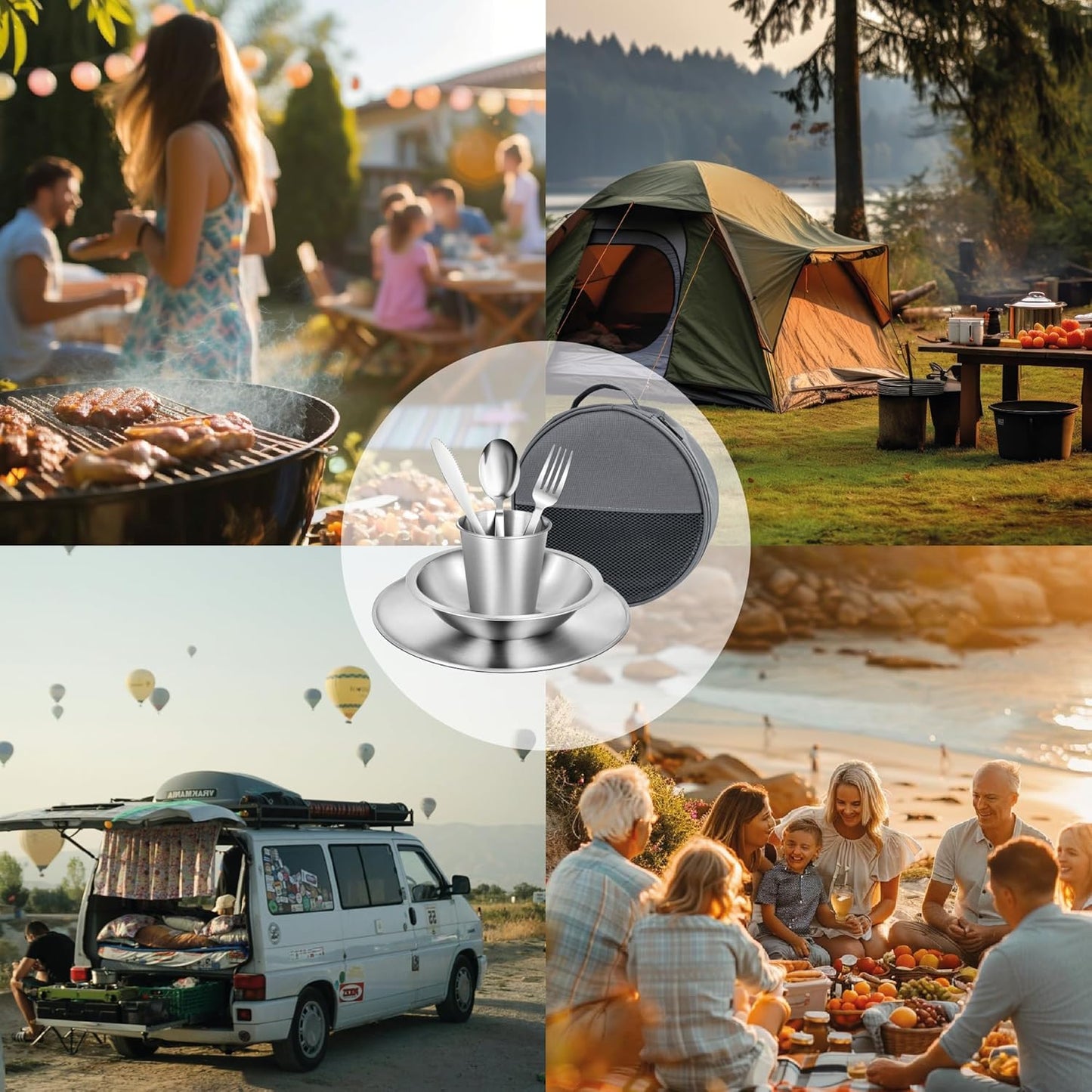 Campingbesteck-Set für 2 Personen, Für 2 Personnen