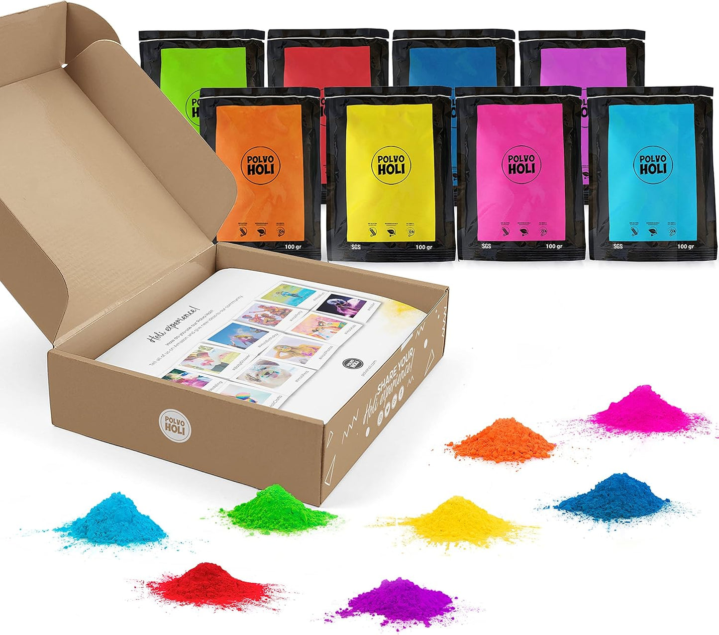 Holi Pulver-Set (8 Beutel à 100g)