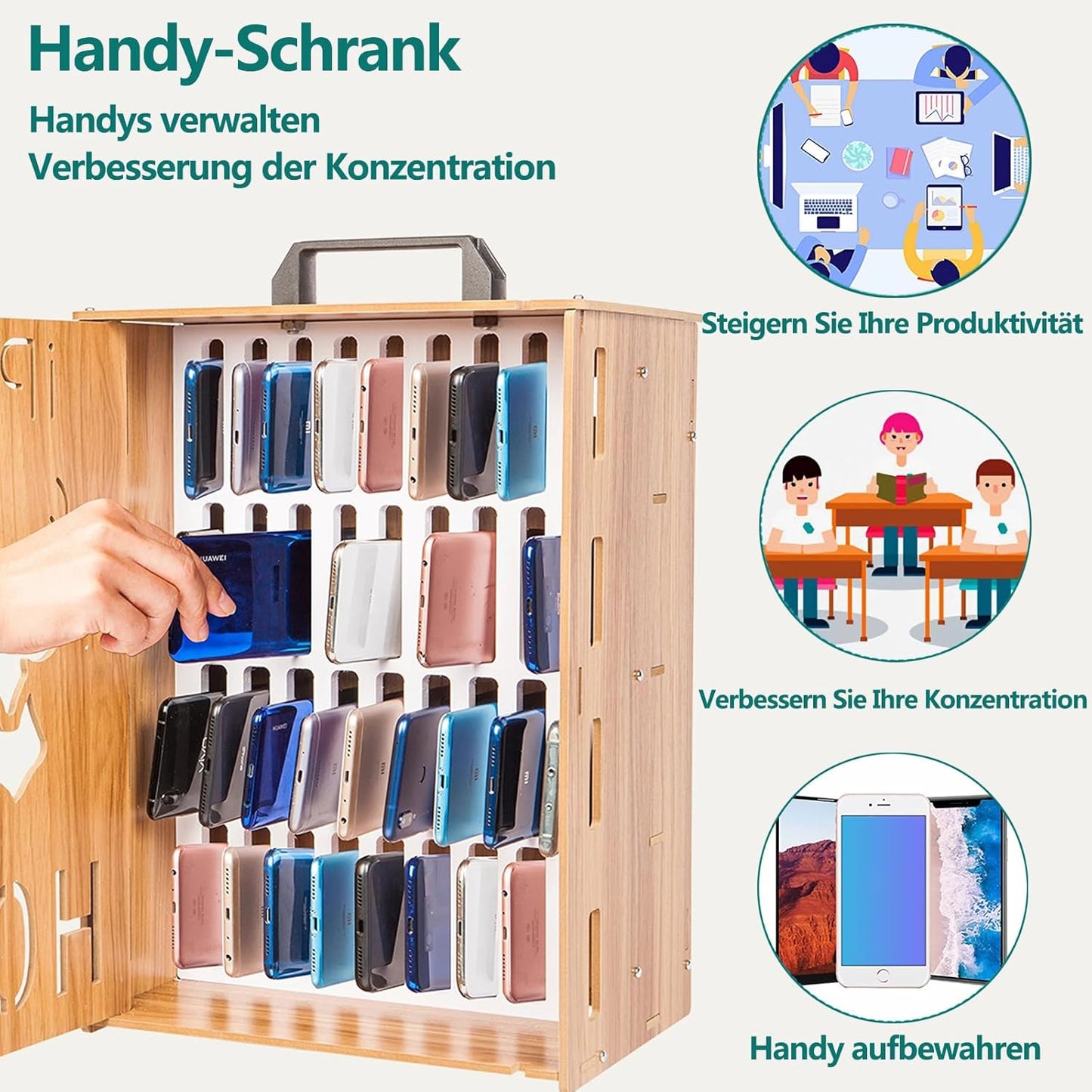 Handy Aufbewahrungsbox abschliessbar (36 Schlitze), 1er-Pack