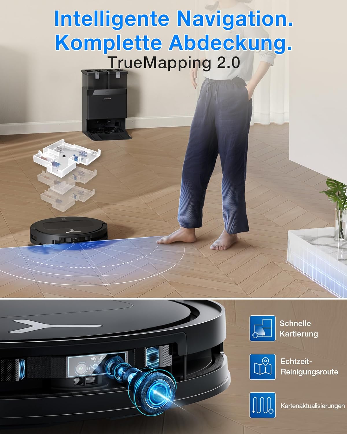 DEEBOT T50 Omni Saugroboter mit Wischfunktion, Mattschwarz
